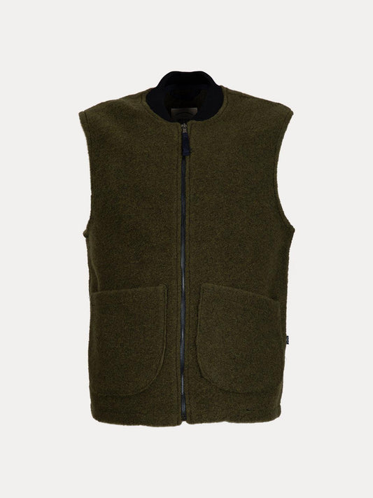 GAFFISTORE GILET MISTO LANA CON TASCONI MILITARY GREEN IMPURE