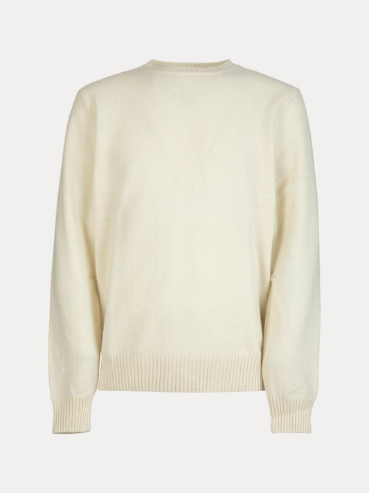 GAFFISTORE PULLOVER GIROCOLLO IN MOULINE' OFF WHITE 