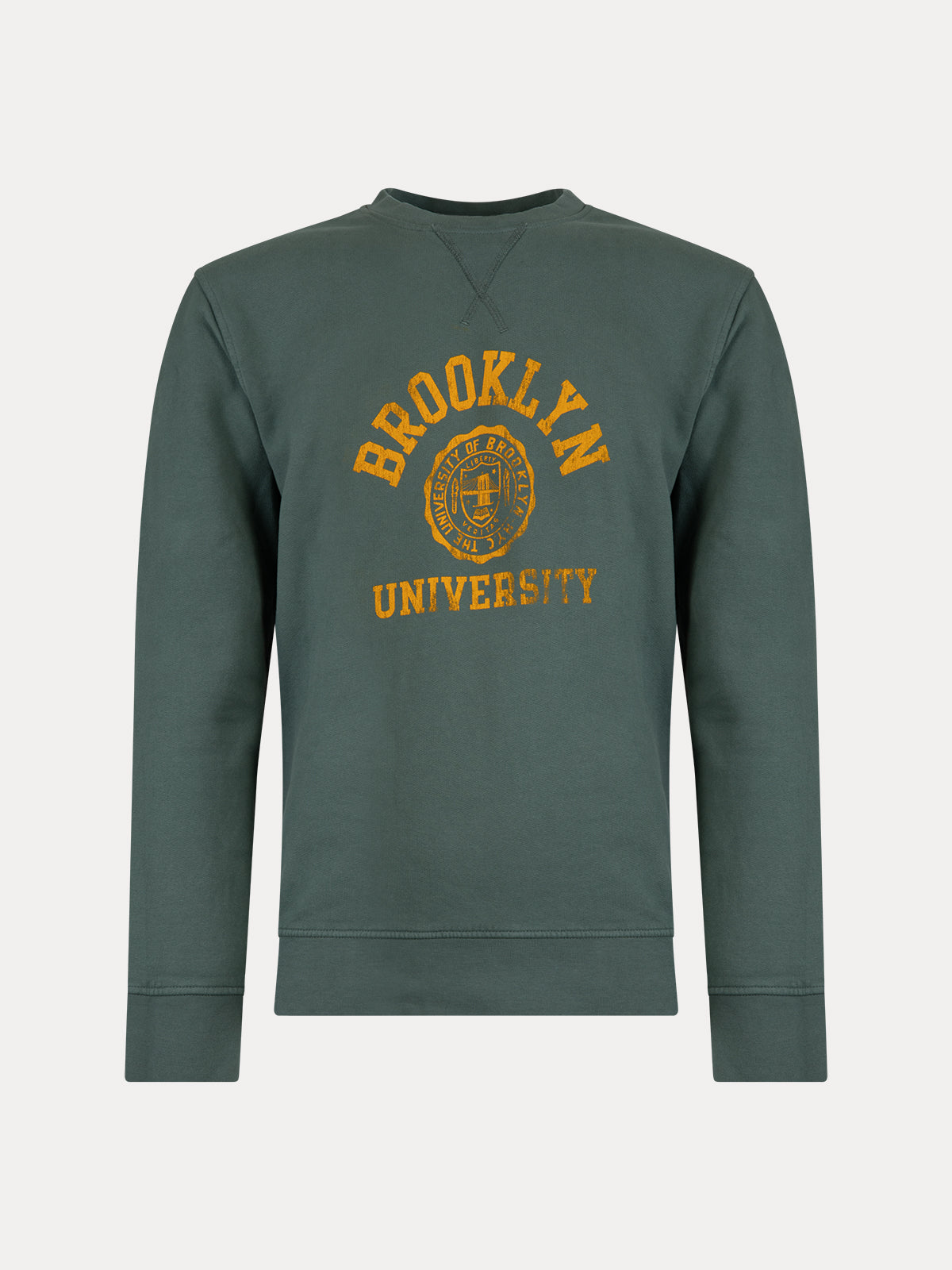 GAFFISTORE FELPA GIROCOLLO BROOKLYN UNIVERSITY GREEN BL'KER