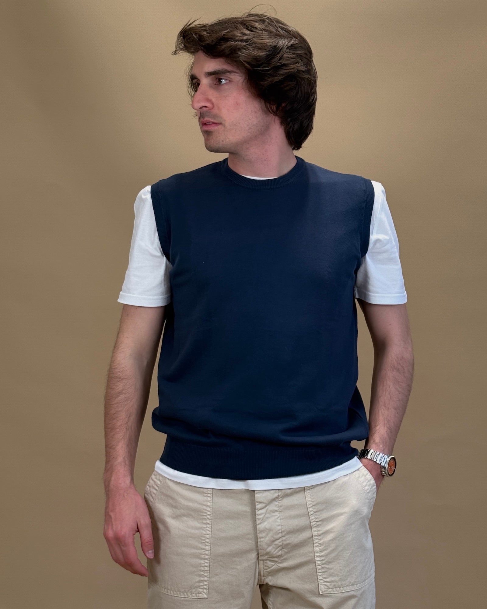 Gilet in Filo MA7440BLU BLU Gaffi 