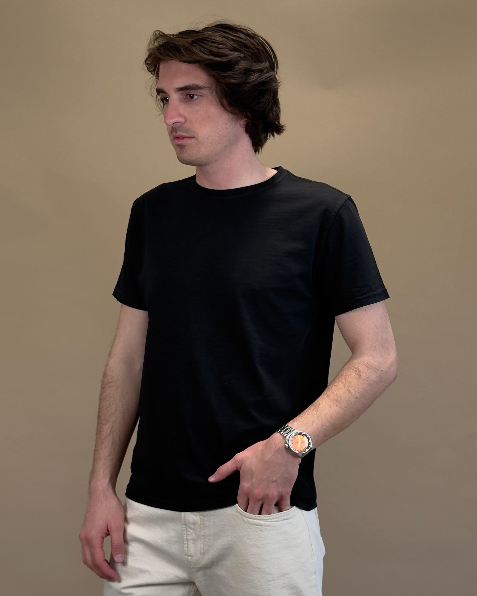 T-shirt in Cotone Fiammato Nero BLKM1009 BL Bl'ker 