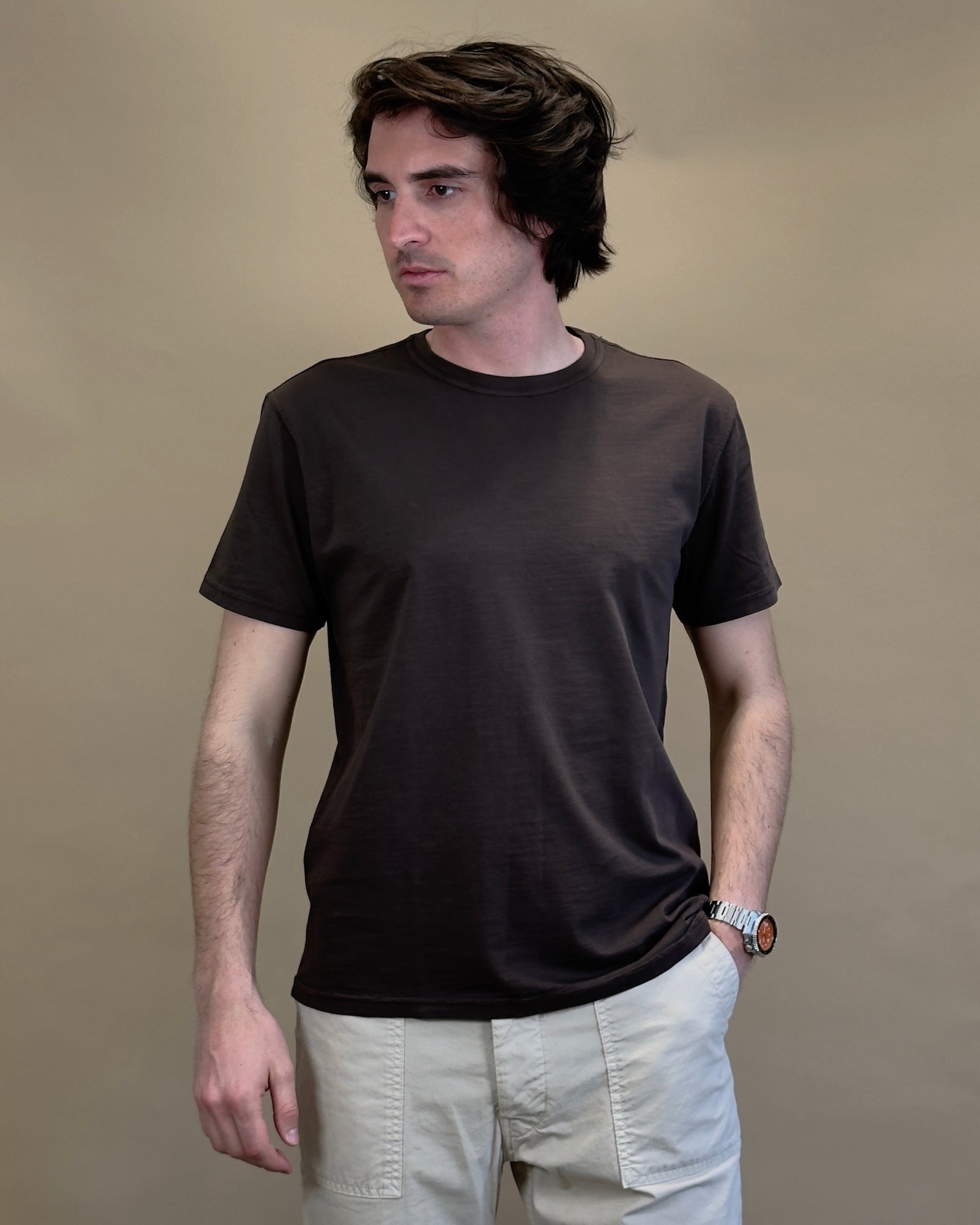 T-shirt in Cotone Fiammato Marrone BLKM1009 BR Bl'ker 