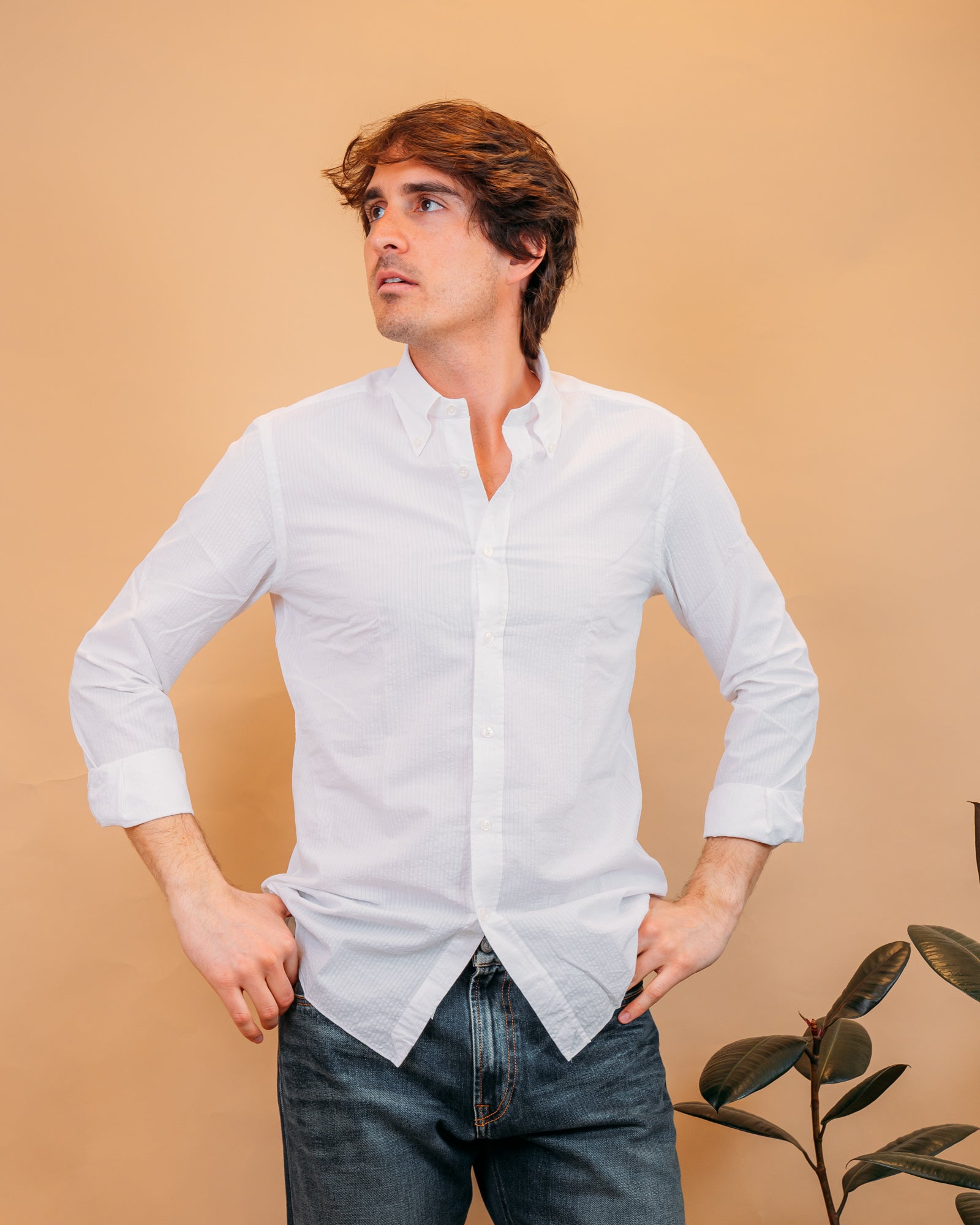 Camicia in Seersucker Bianco 768ML81210 001 Xacus 