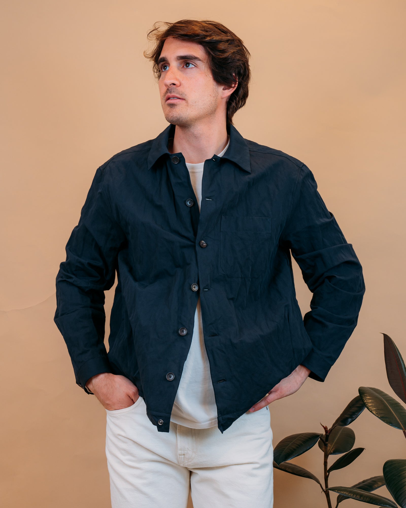 Overshirt in Wrinkle Cotton Blu 165ML21441 002 Xacus 
