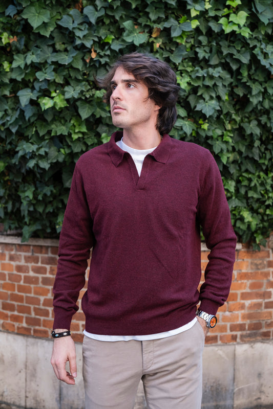 bordeaux-gaffi-ai24-polo-senza-bottoni-misto-cashmere