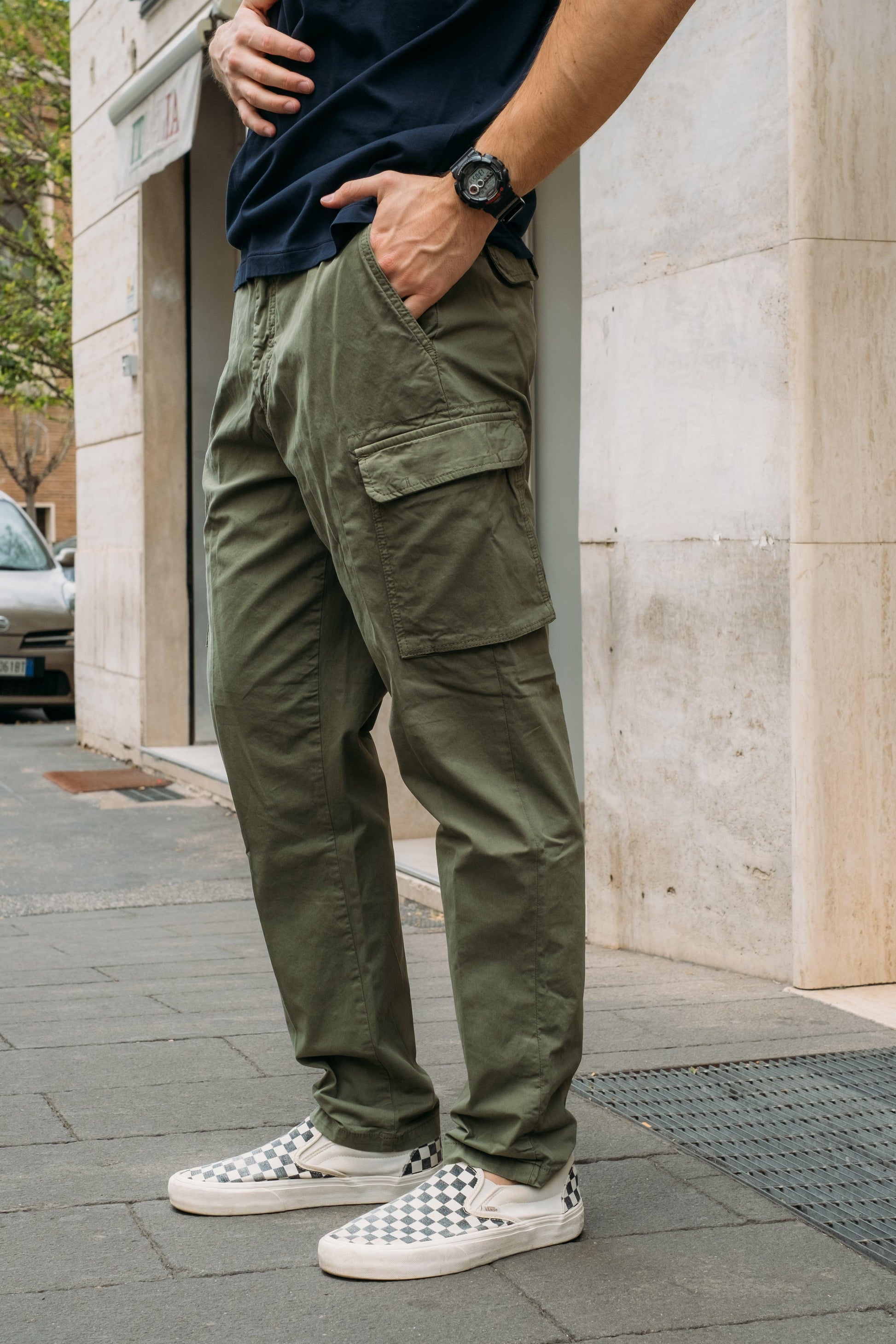 Gaffi Store 1966 Pantalone Cargo Over Army Green Clark