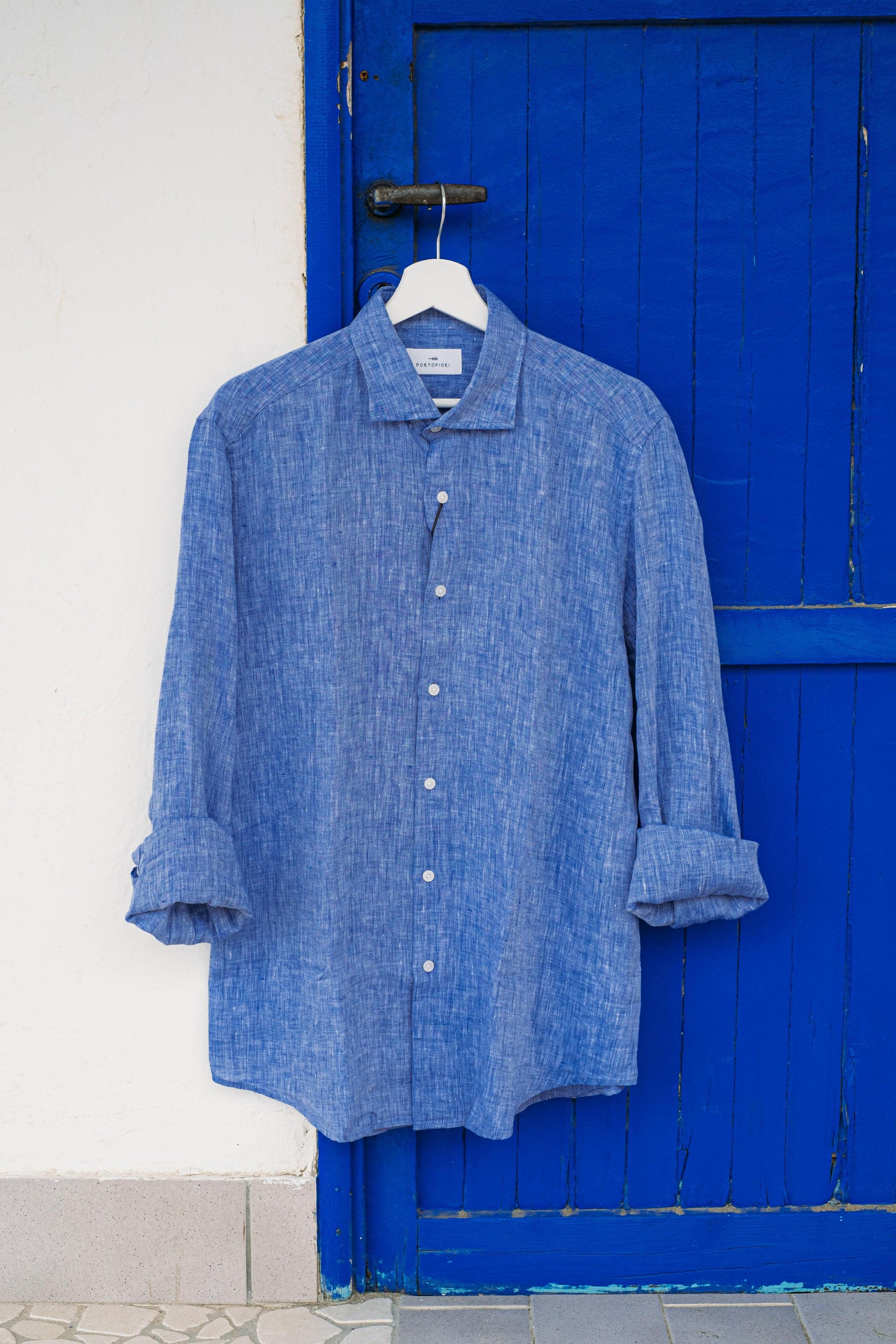 Gaffi Store 1966 Camicia in Lino Blu Denim Portofiori