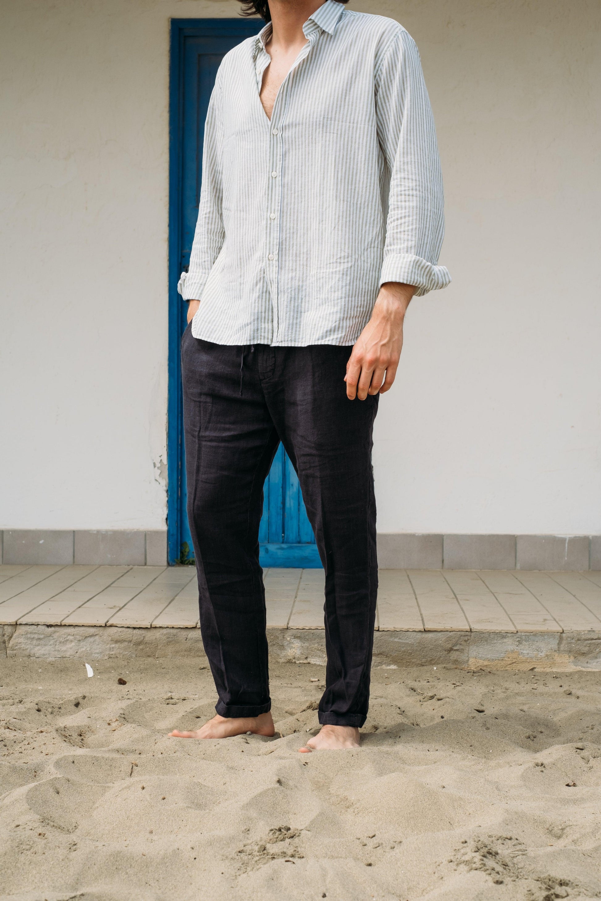 Gaffi Store 1966 Relaxed Pants Lewis Navy in Lino Clark