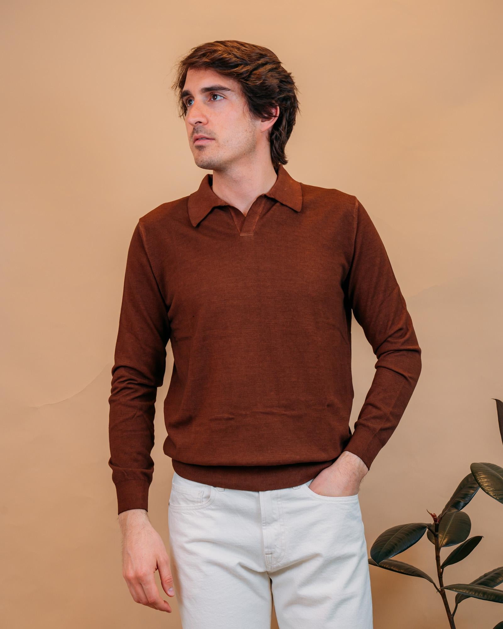 Polo Manica Lunga Crepe Moro 1461578 220 Gaffi 