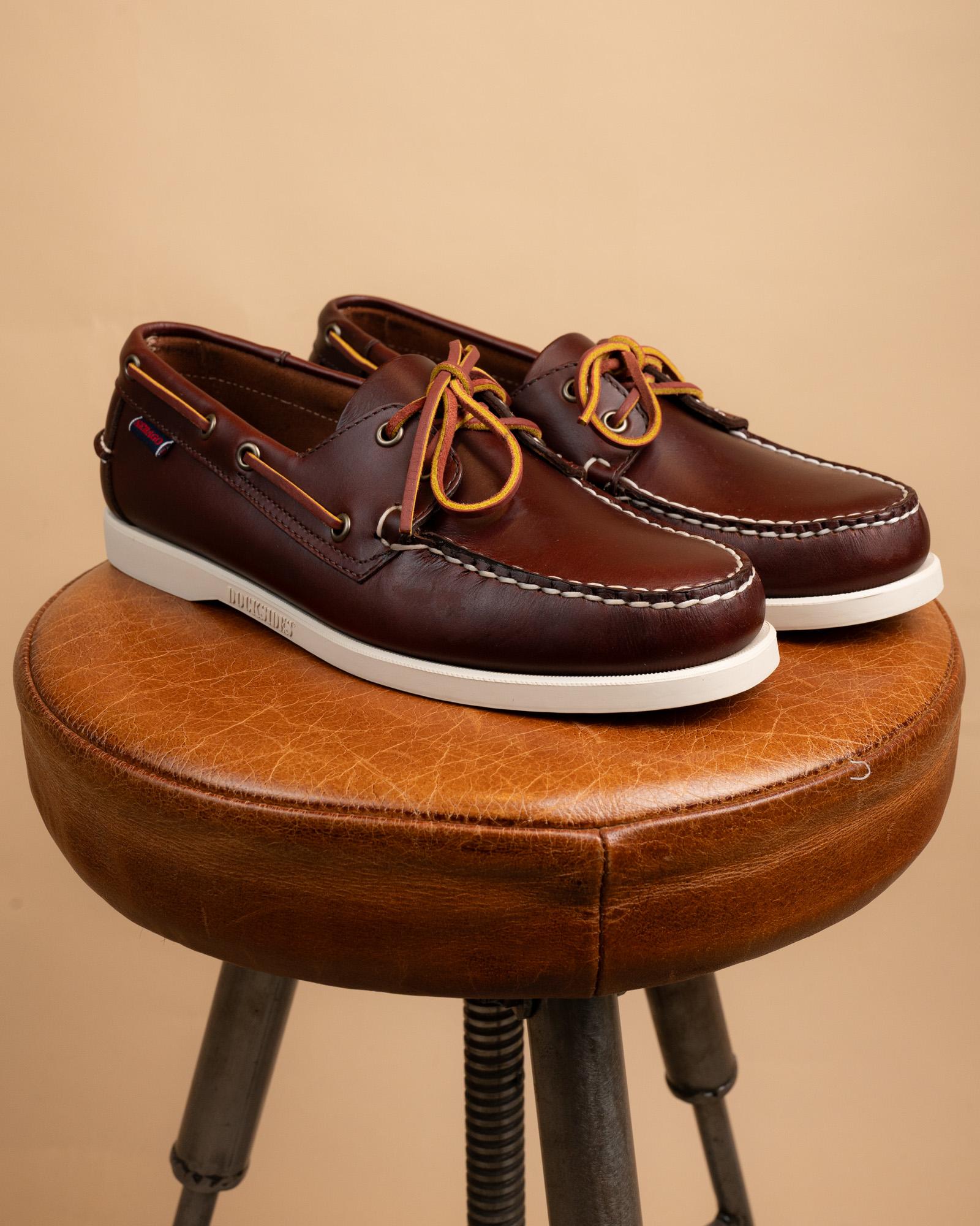 Suola bianca antiscivolo a listelli delle Sebago Docksides, ideale per massima aderenza su superfici bagnate.