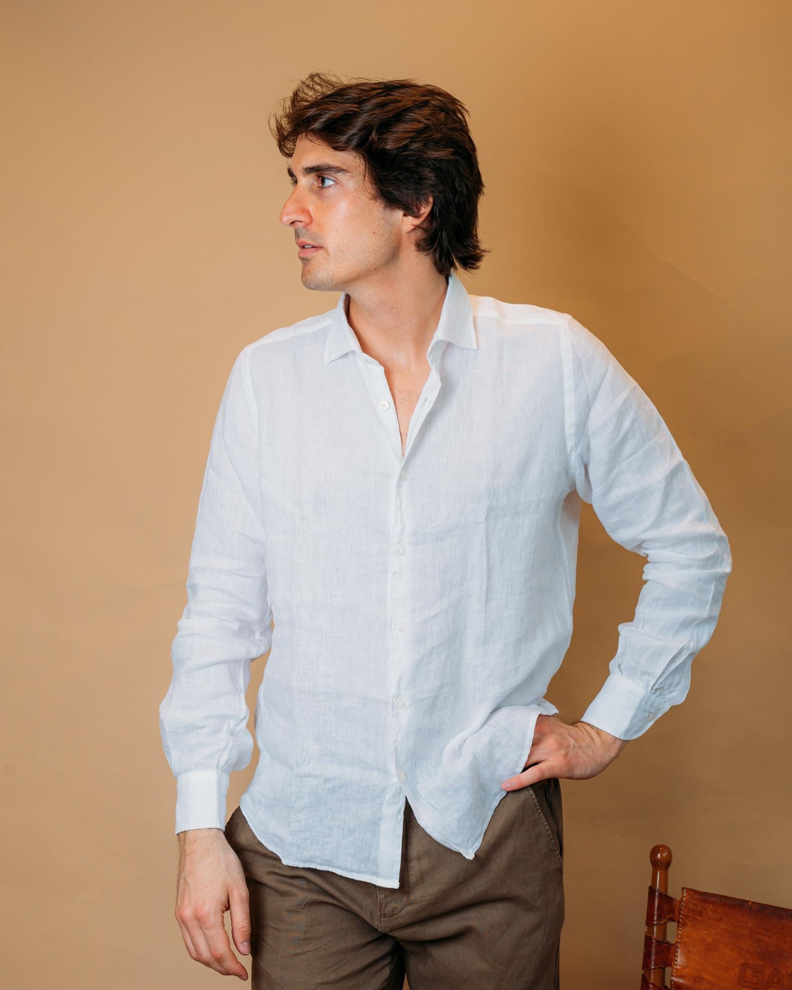 Camicia in Lino Bianco 2830554 01 Portofiori 