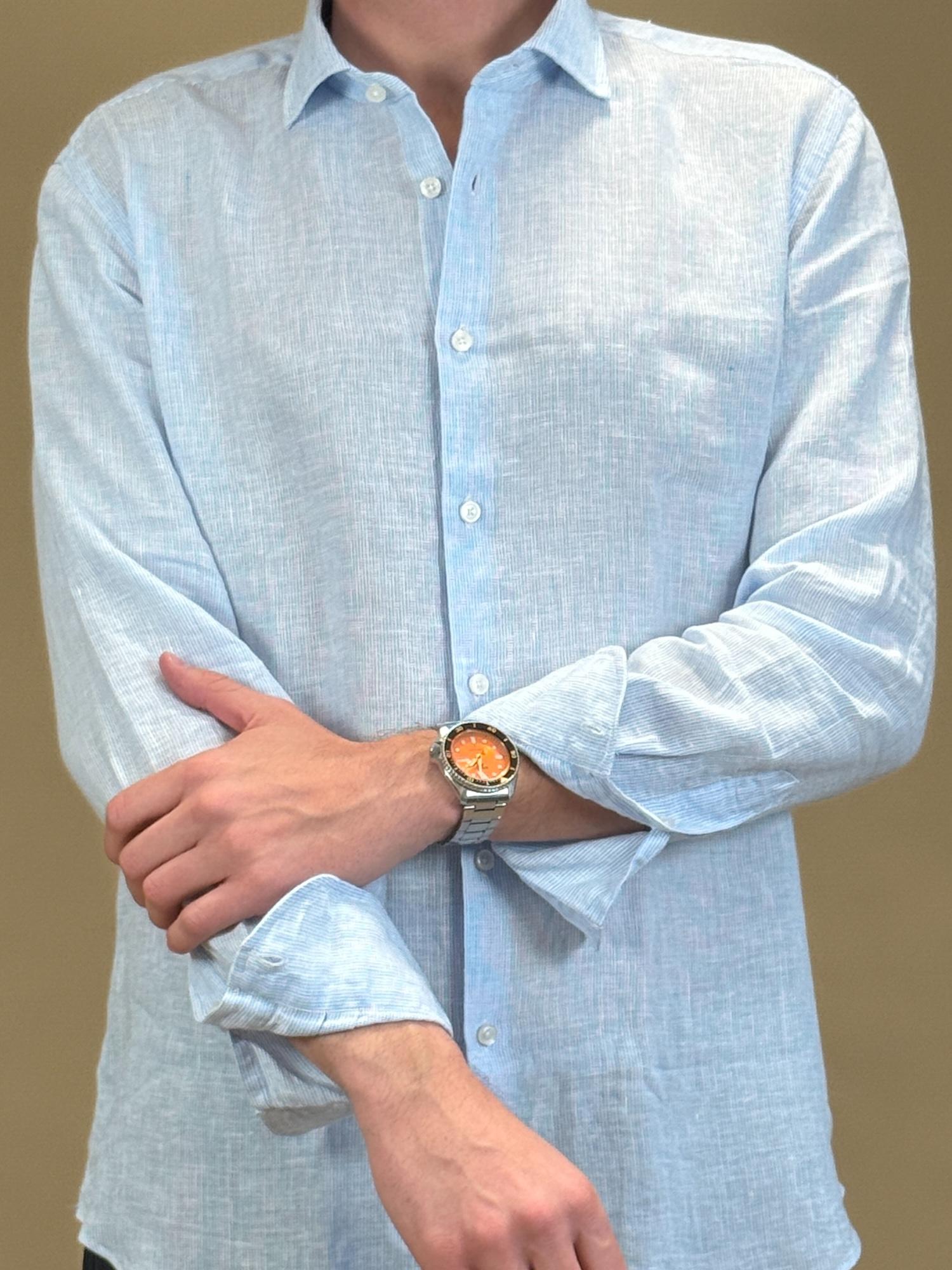 Camicia Millerighe in Lino 748ML81271 002 Xacus