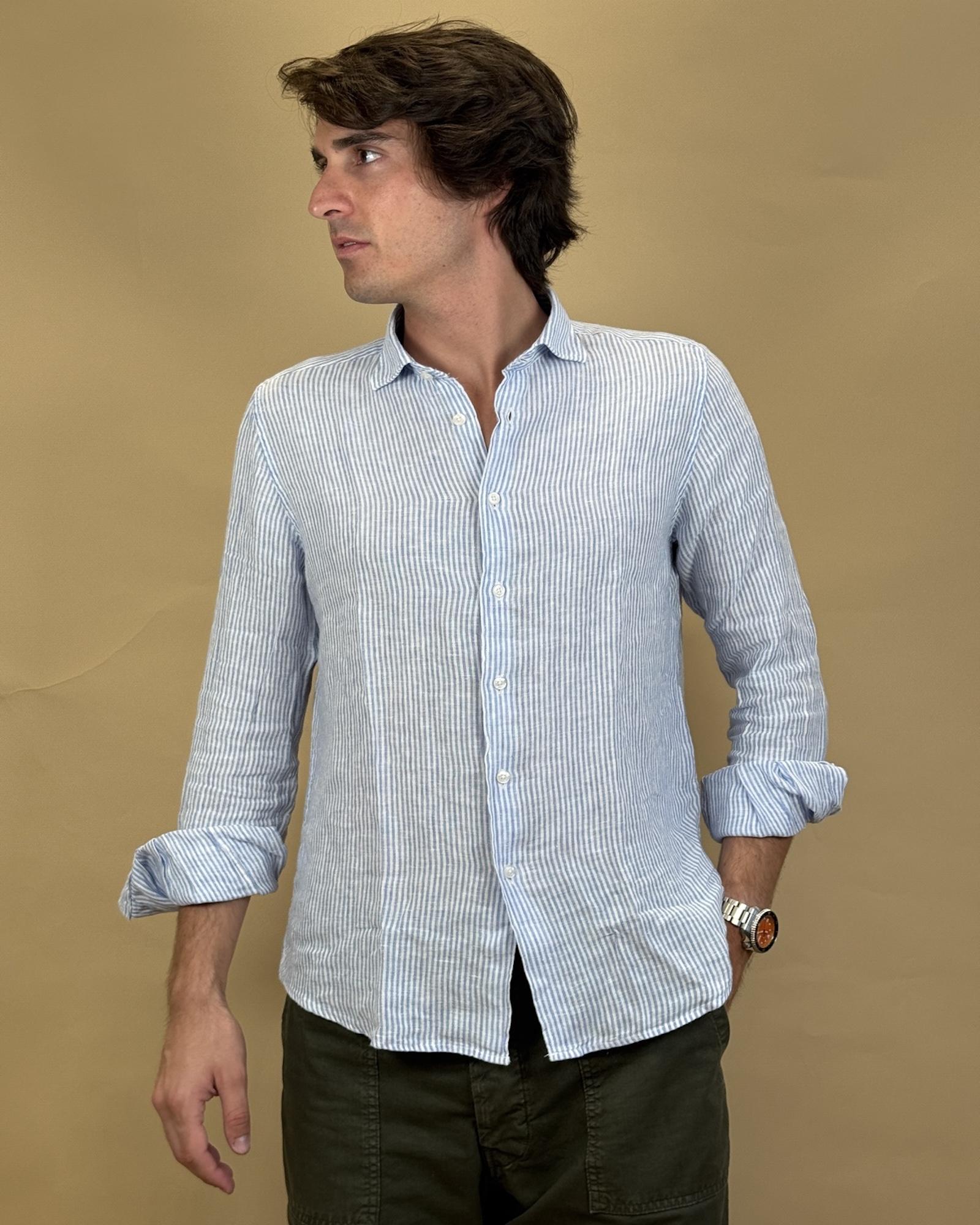 Camicia a righe in Lino 2830131 06 Portofiori 