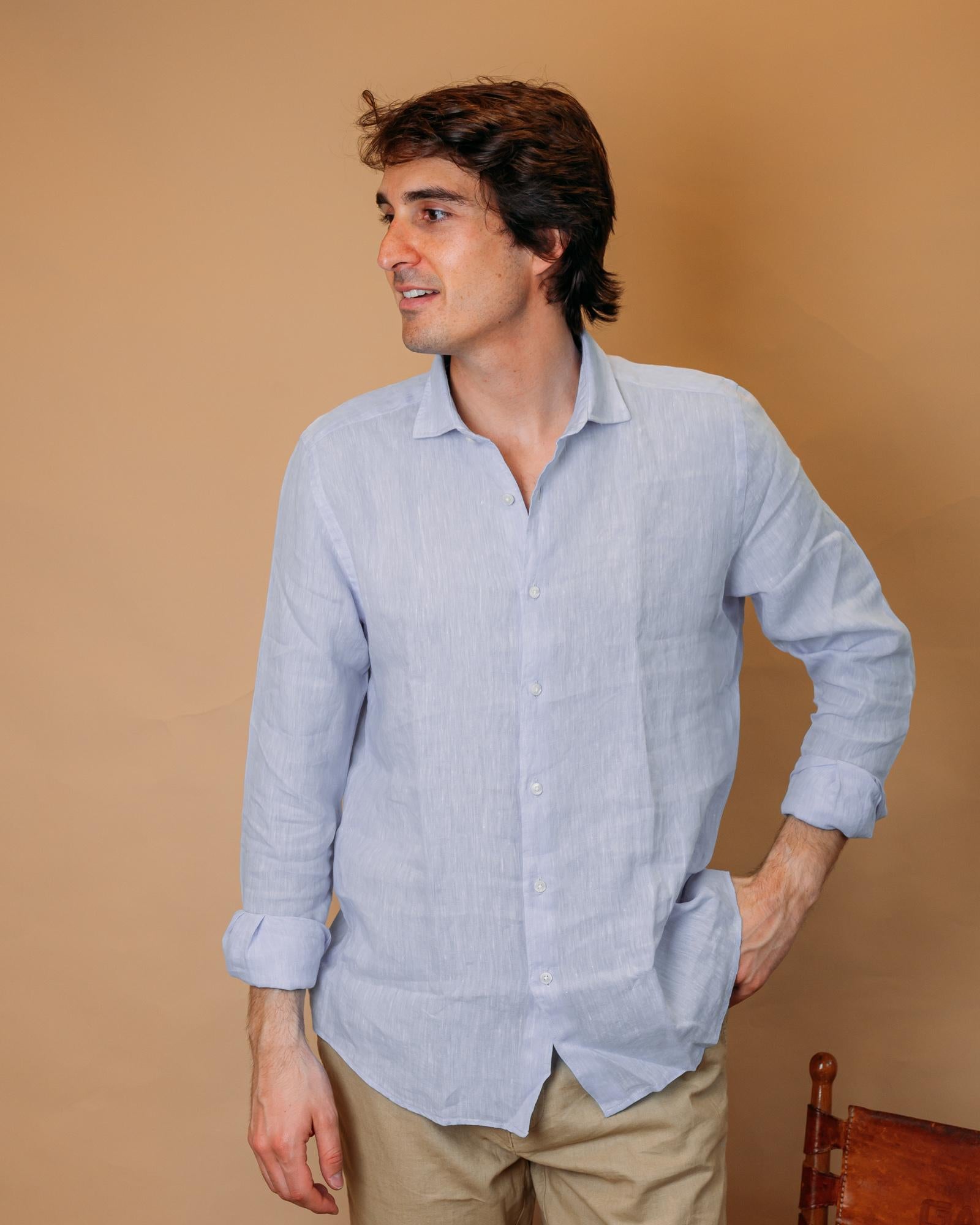 Camicia in Lino Cielo 2830554 04 Portofiori 