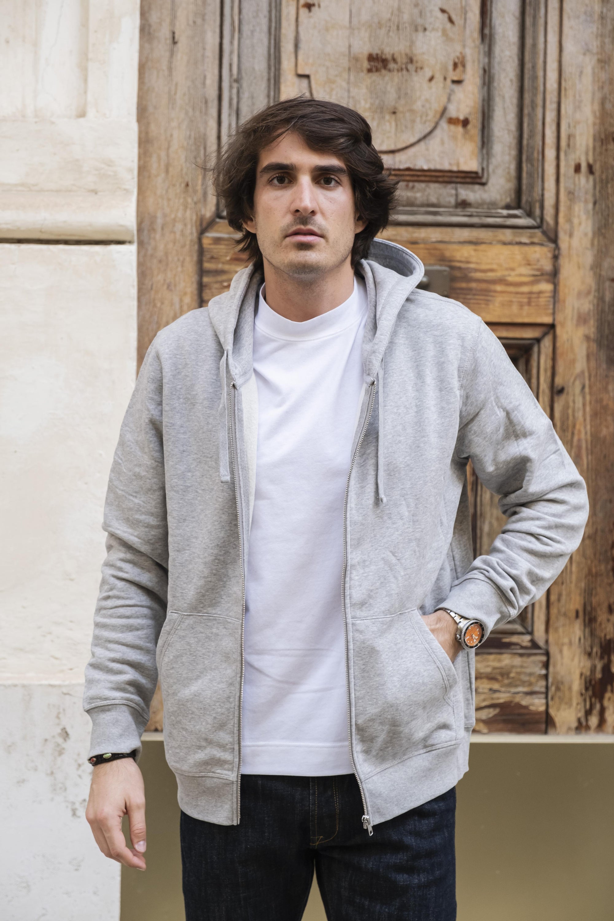 Mixer Hoodie Zip MIXERHEATHERGREY GREY Gaffi 