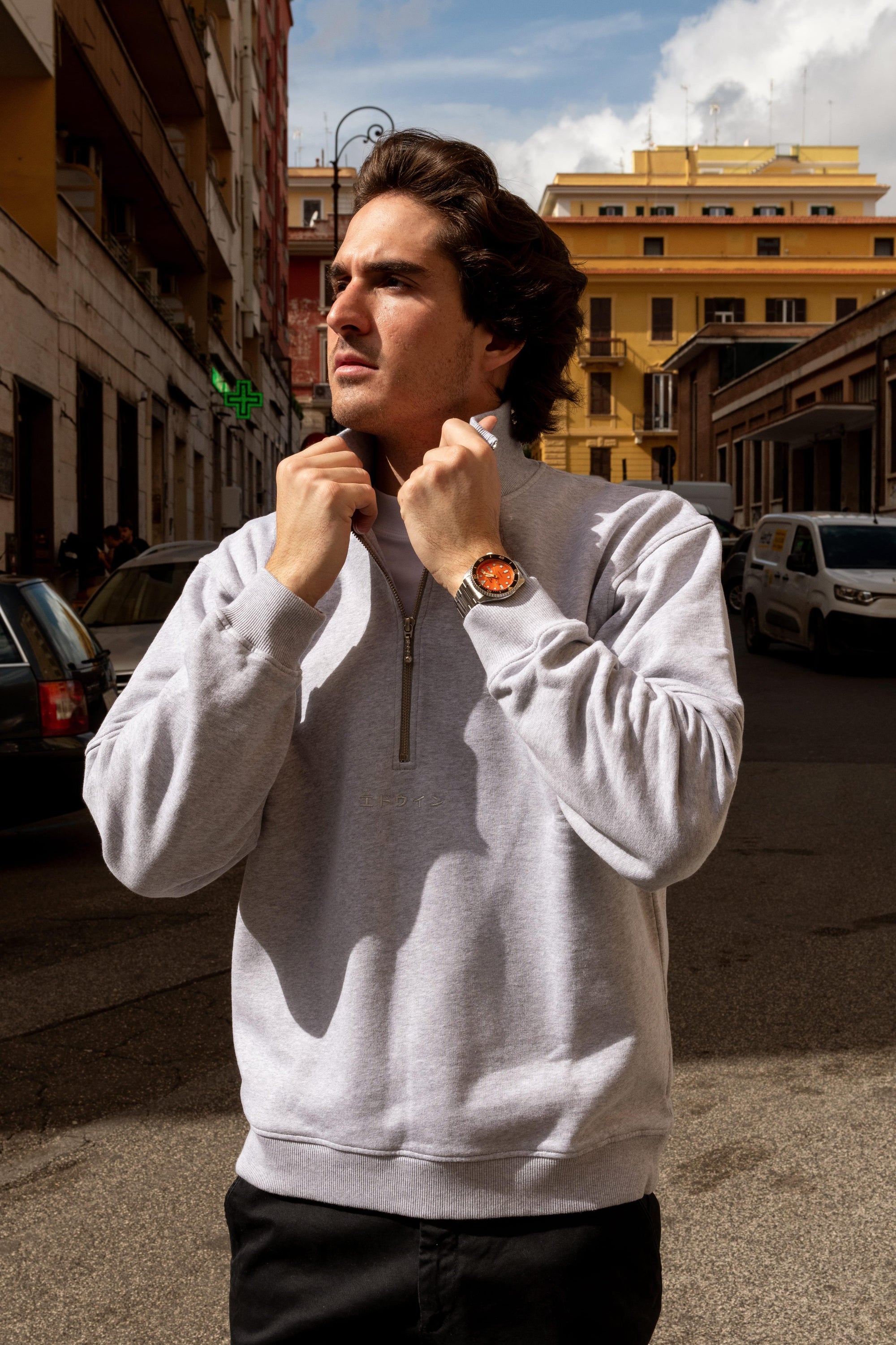 Koji Half Zip Sweater I032565DF67 GREY MARL Edwin