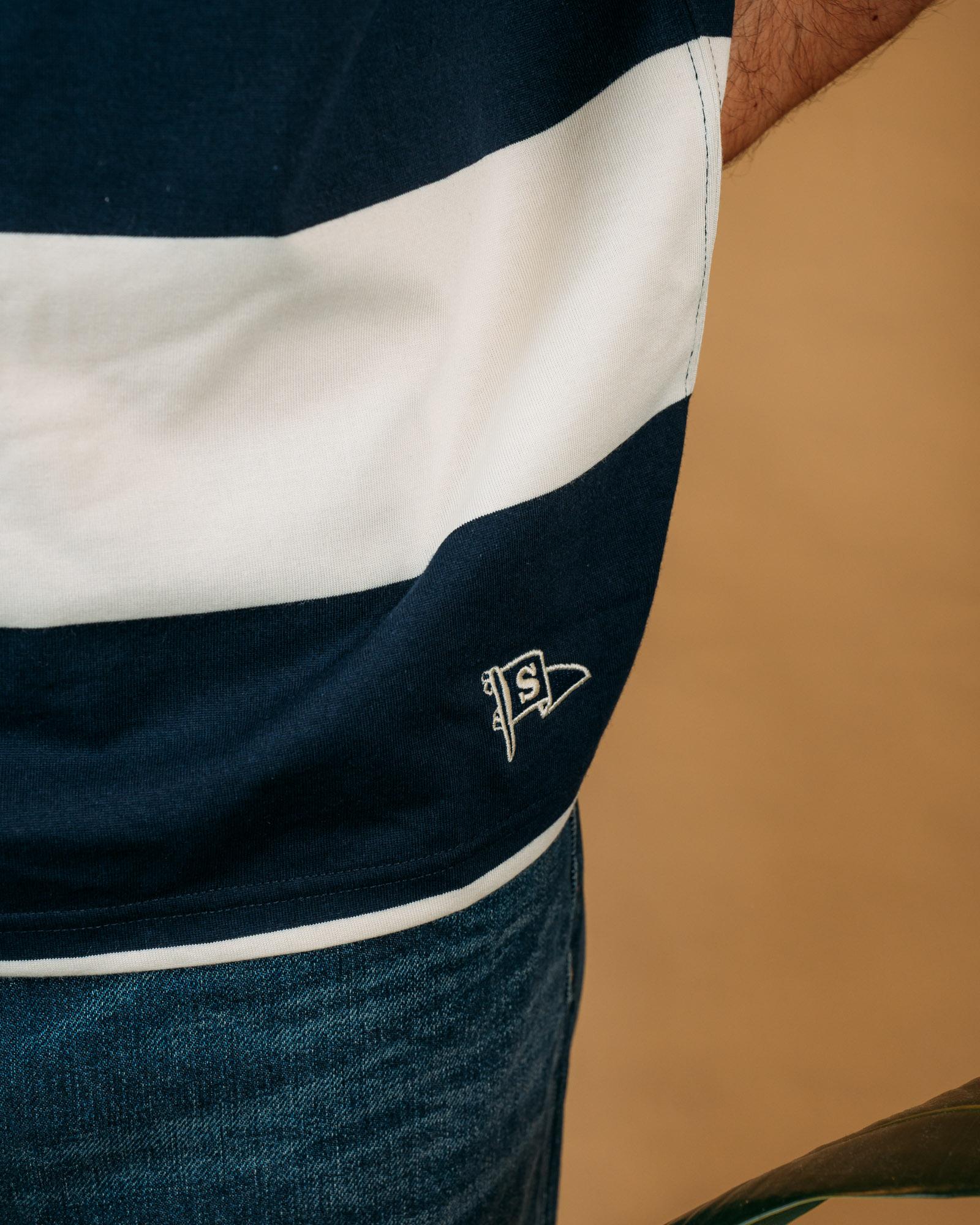 Polo uomo Sebago Campbell White Blue Maglia in cotone stile nautico con bordi a contrasto e vestibilità regolare.