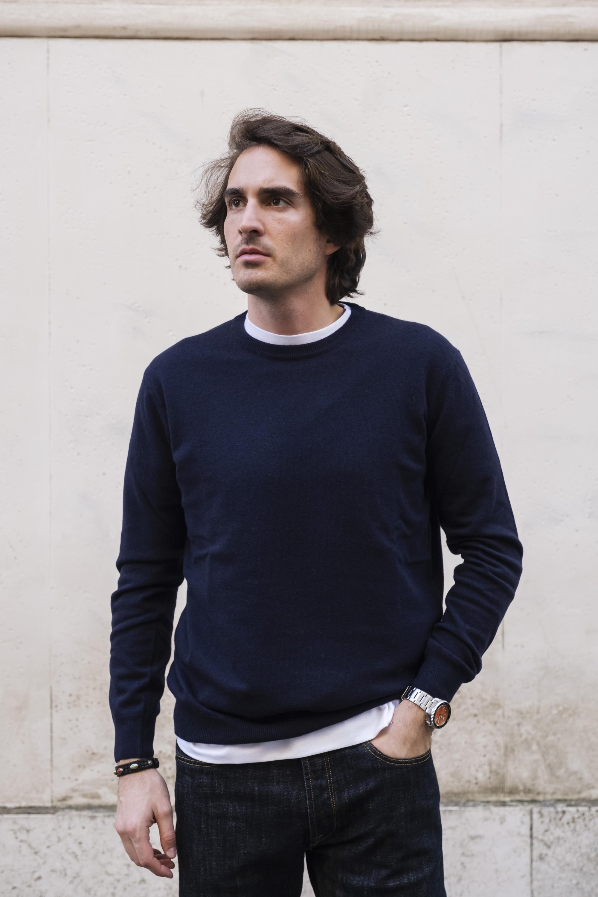 Girocollo Misto Cashmere MA7065BLU BLU Gaffi 