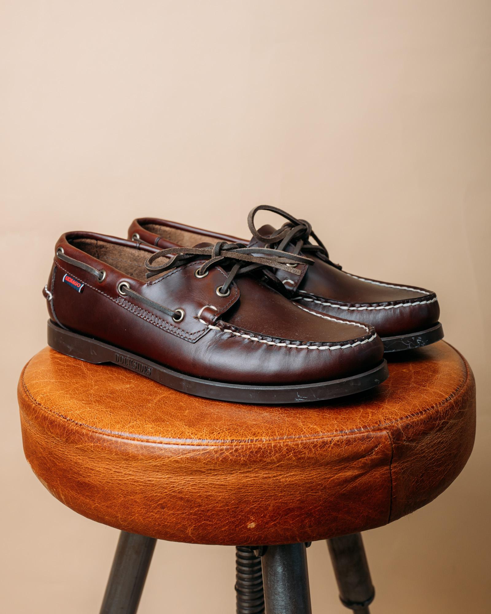 Scarpe da Barca Docksides Portland Waxed Dk Brown-Gum 70000G0 930 Sebago 