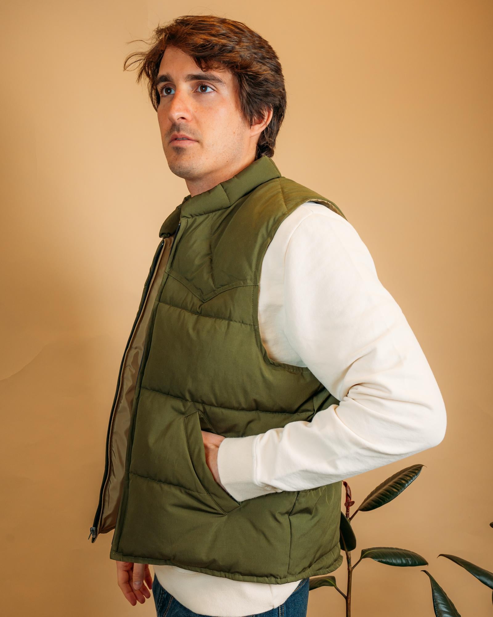 Gilet Quilted Padded Vest Olive VQPV OL Gaffi 