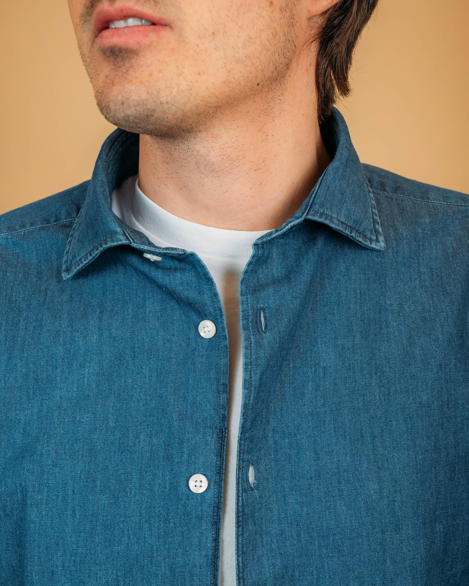 Camicia in Denim Blu 3001 01-01 Portofiori 