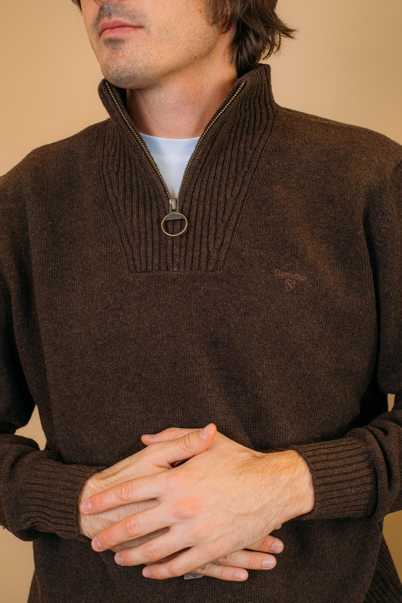 Essential Wool Half Zip MKN0339 BR17 Barbour