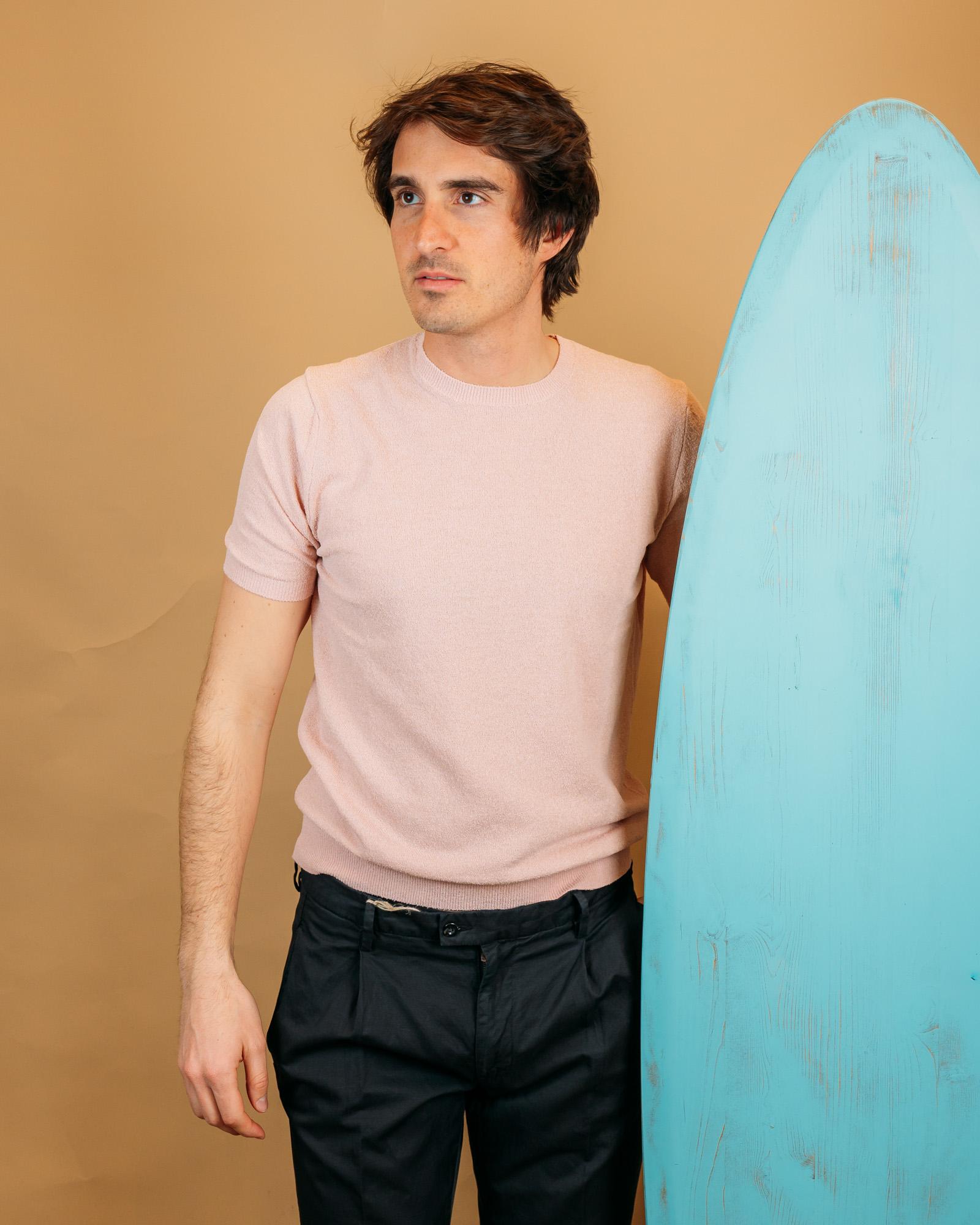 Gaffi t-shirt uomo in spugna di cotone rosa antico