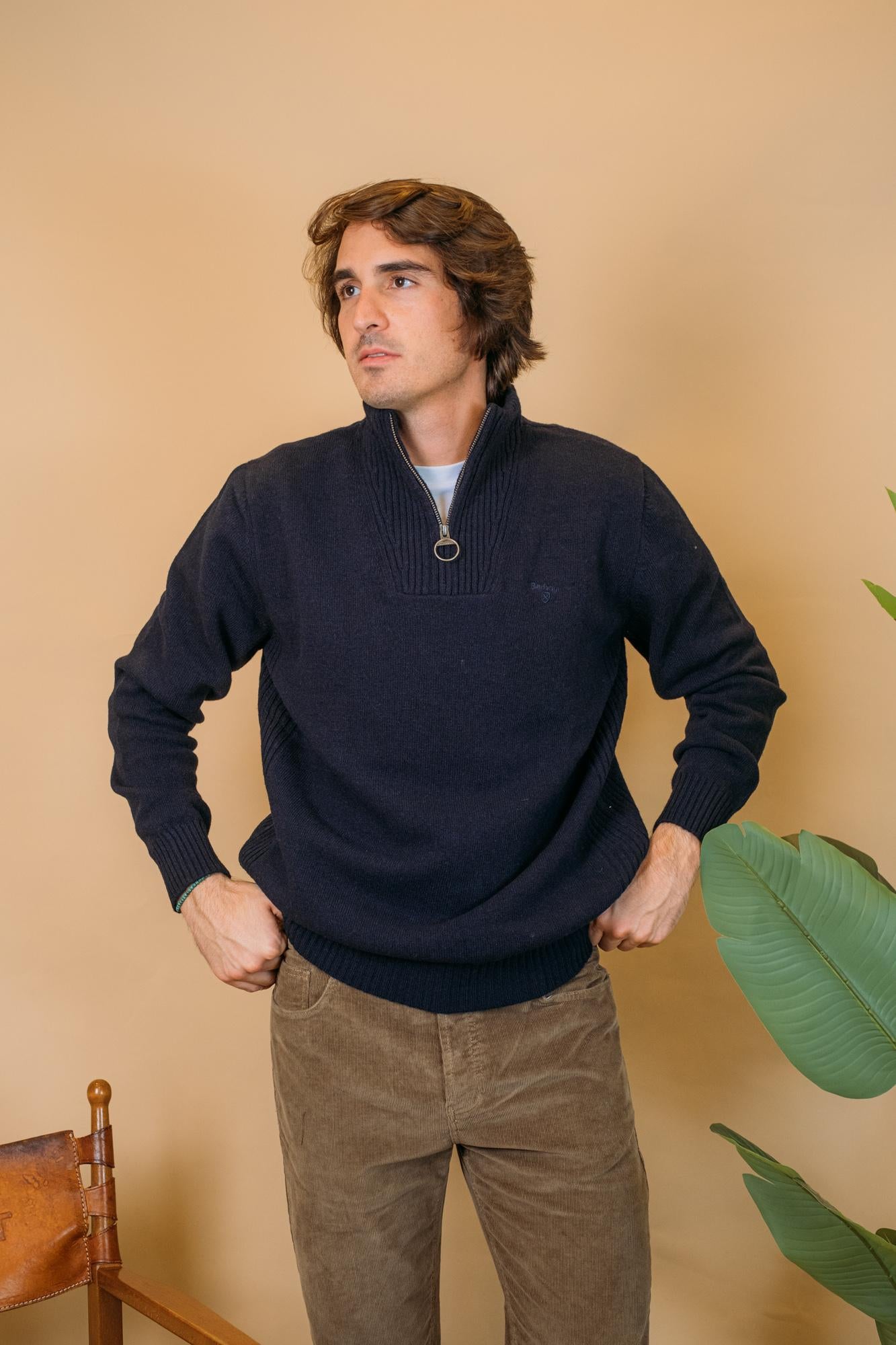 Essential Wool Half Zip MKN0339 NY71 Barbour