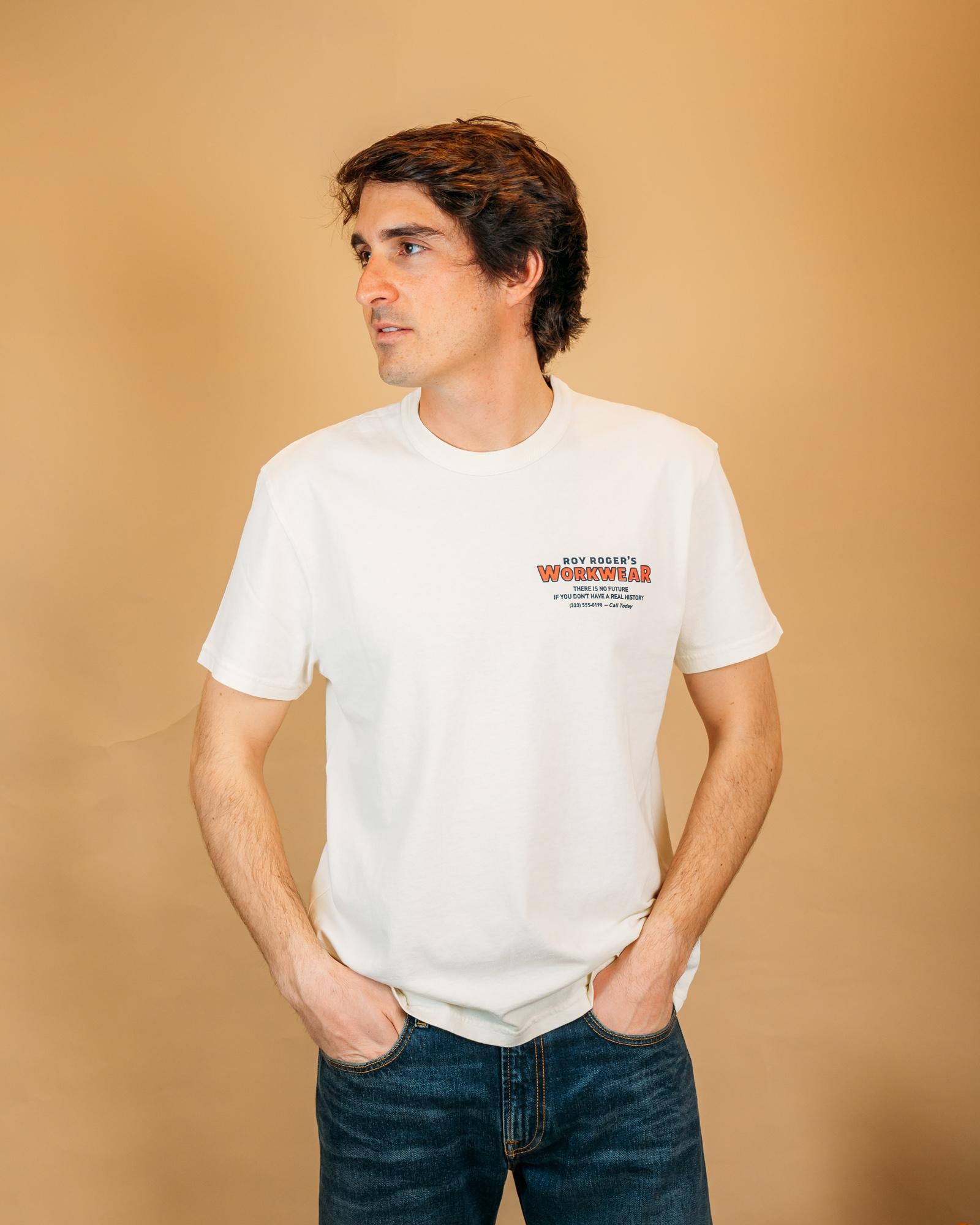 T-shirt Roy Roger's Workerwear Workwear color butter in jersey di cotone con stampa logo