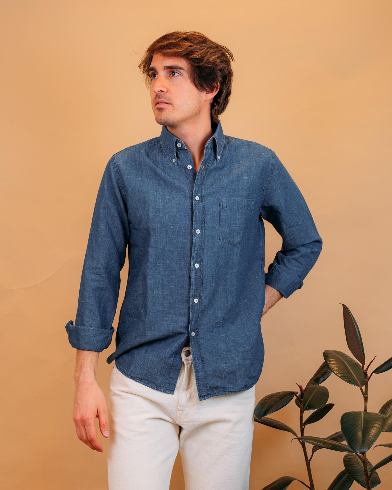 Camicia in Lino e Denim 421ML81117 002 Xacus 