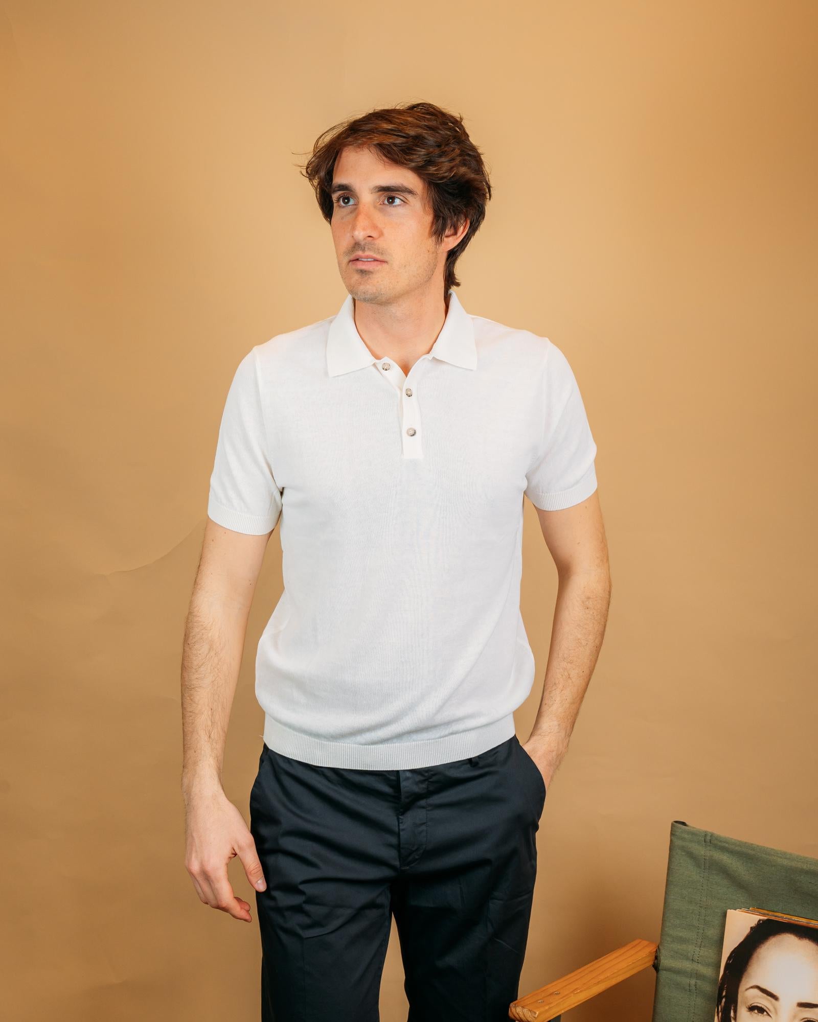 Polo Crepe Bianco 59027Y 10 Gaffi 