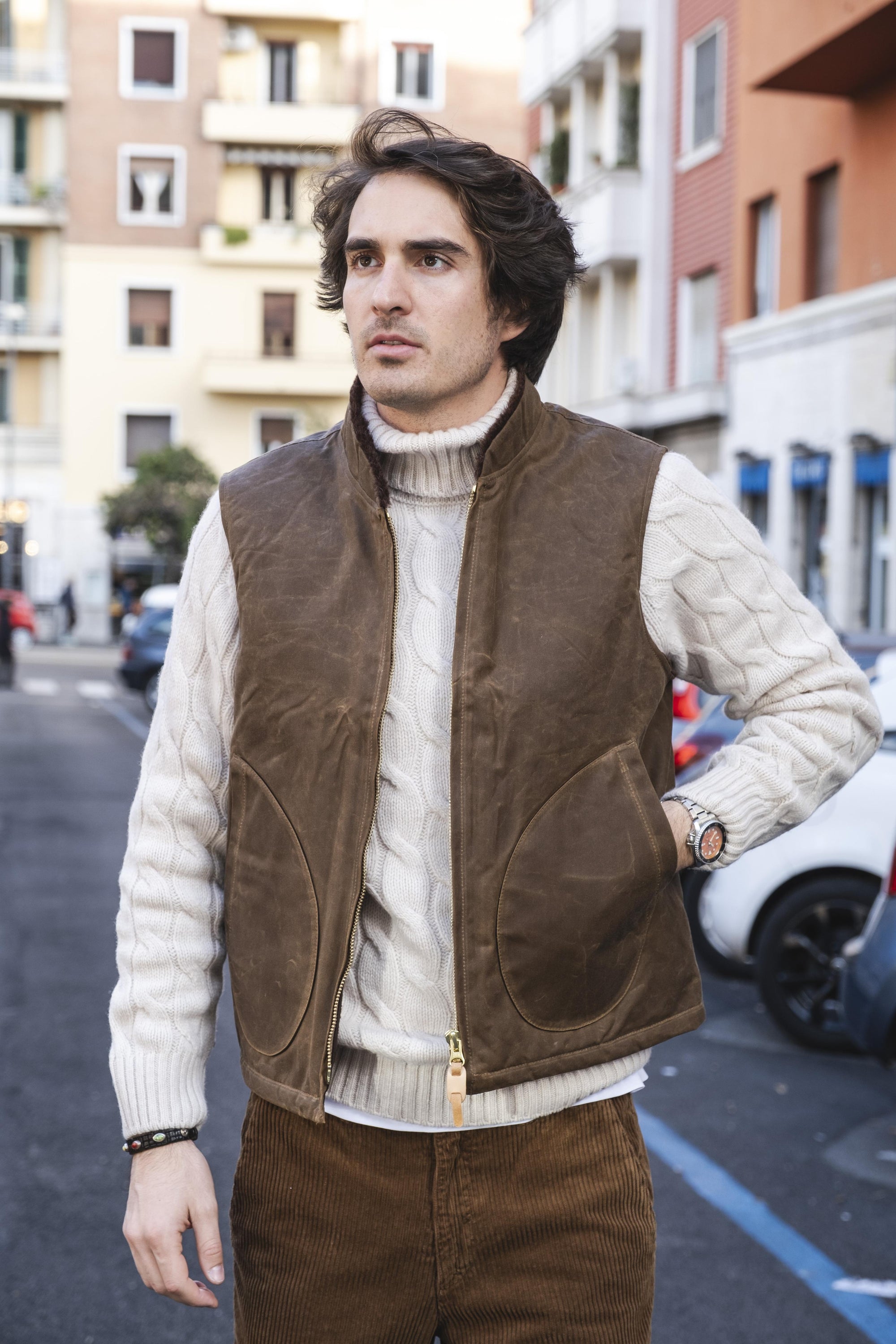 Mountain Vest 7916DARKTAN DARK TAN Manifattura Ceccarelli 
