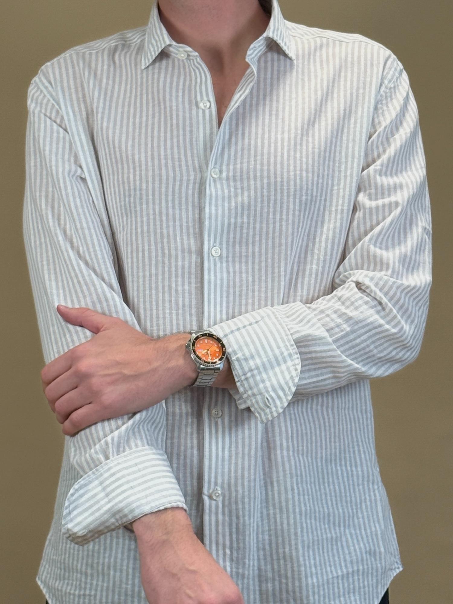 Camicia a Righe in Lino 748ML81218 001 Xacus