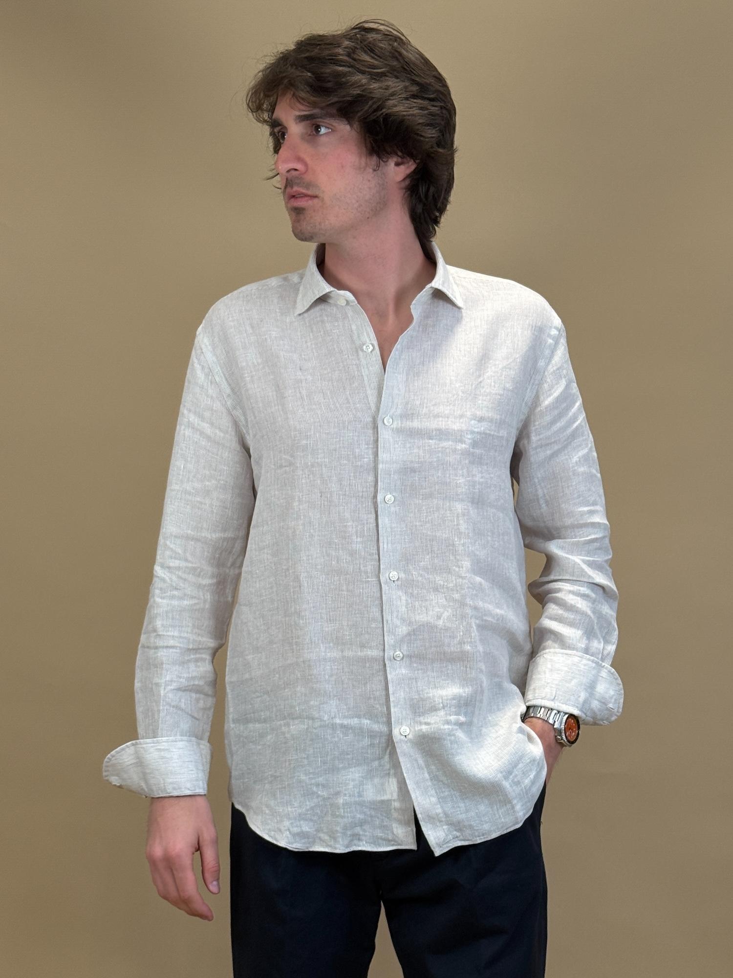 Camicia Millerighe in Lino 748ML81271 004 Xacus