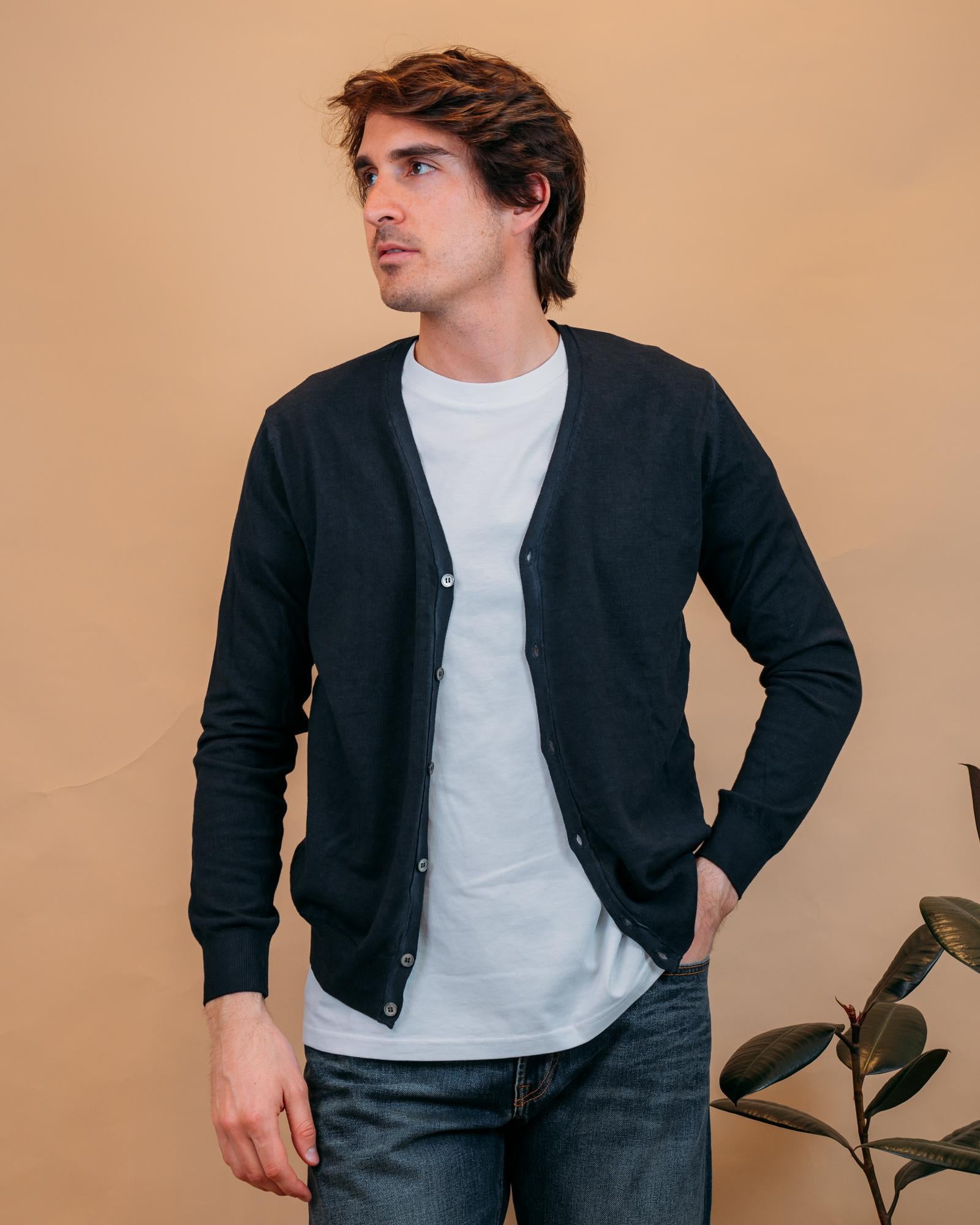 Cardigan Crepe Blu Navy 1461577 442 Gaffi 