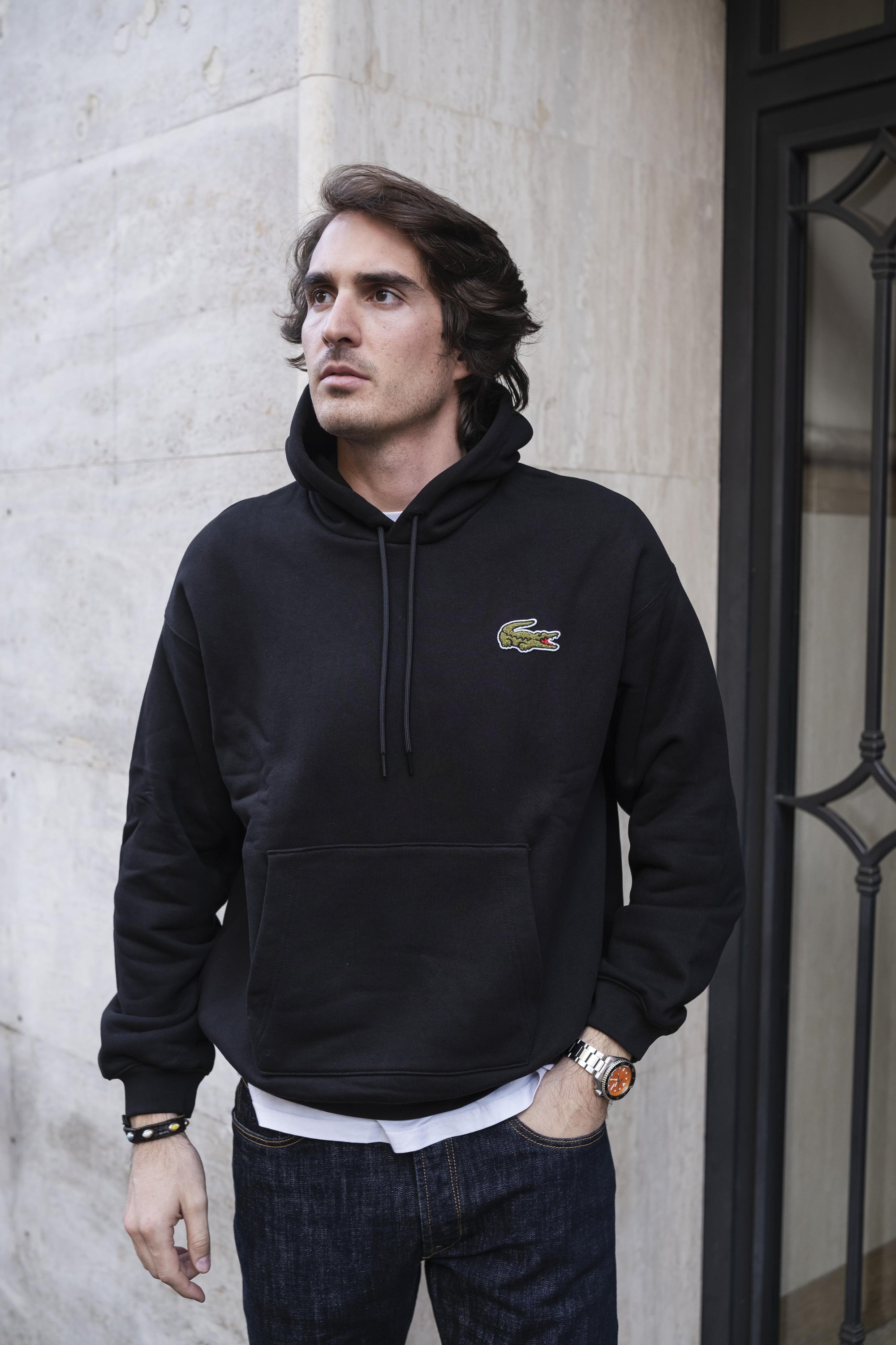Felpa con Cappuccio Big Logo SH2754031 NERO Lacoste 