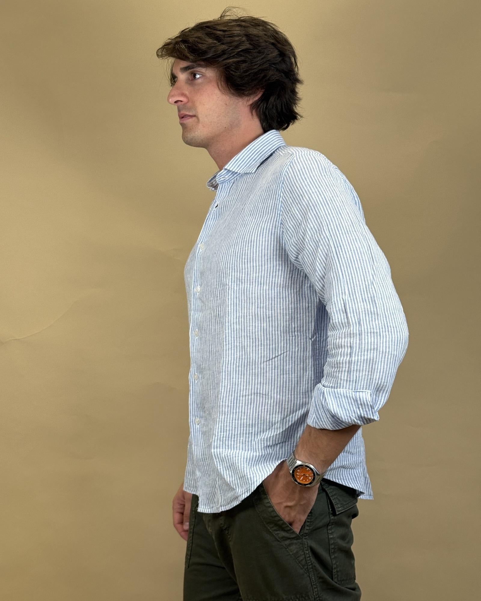 Camicia a righe in Lino 2830131 06 Portofiori 