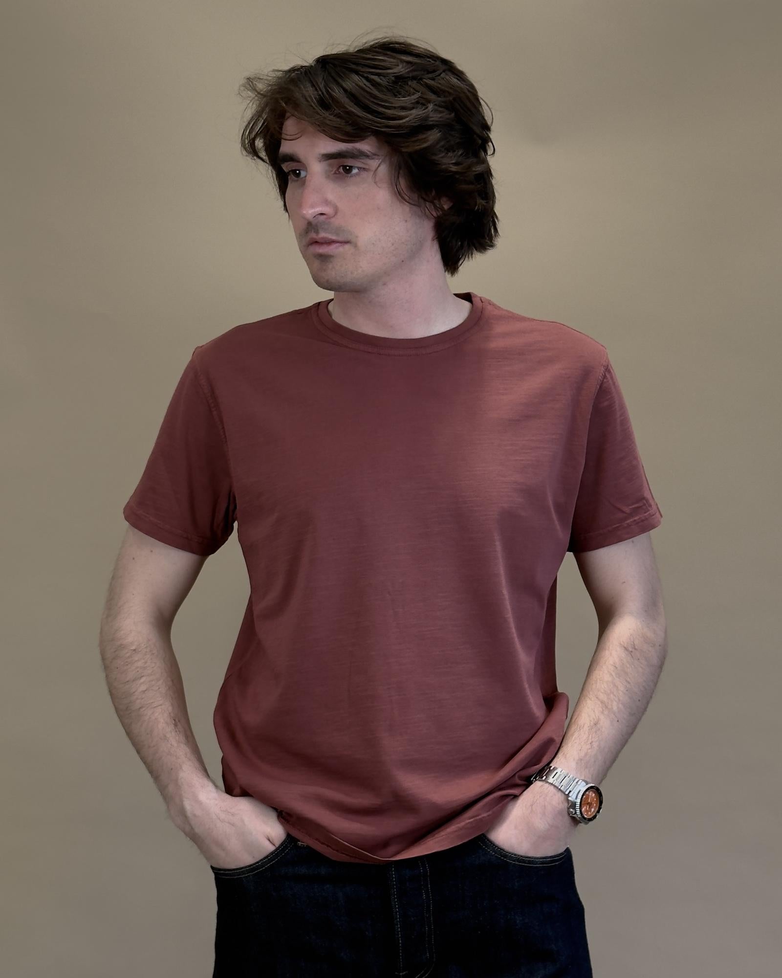 T-shirt in Cotone Fiammato Bordeaux BLKM1009 BO Bl'ker 