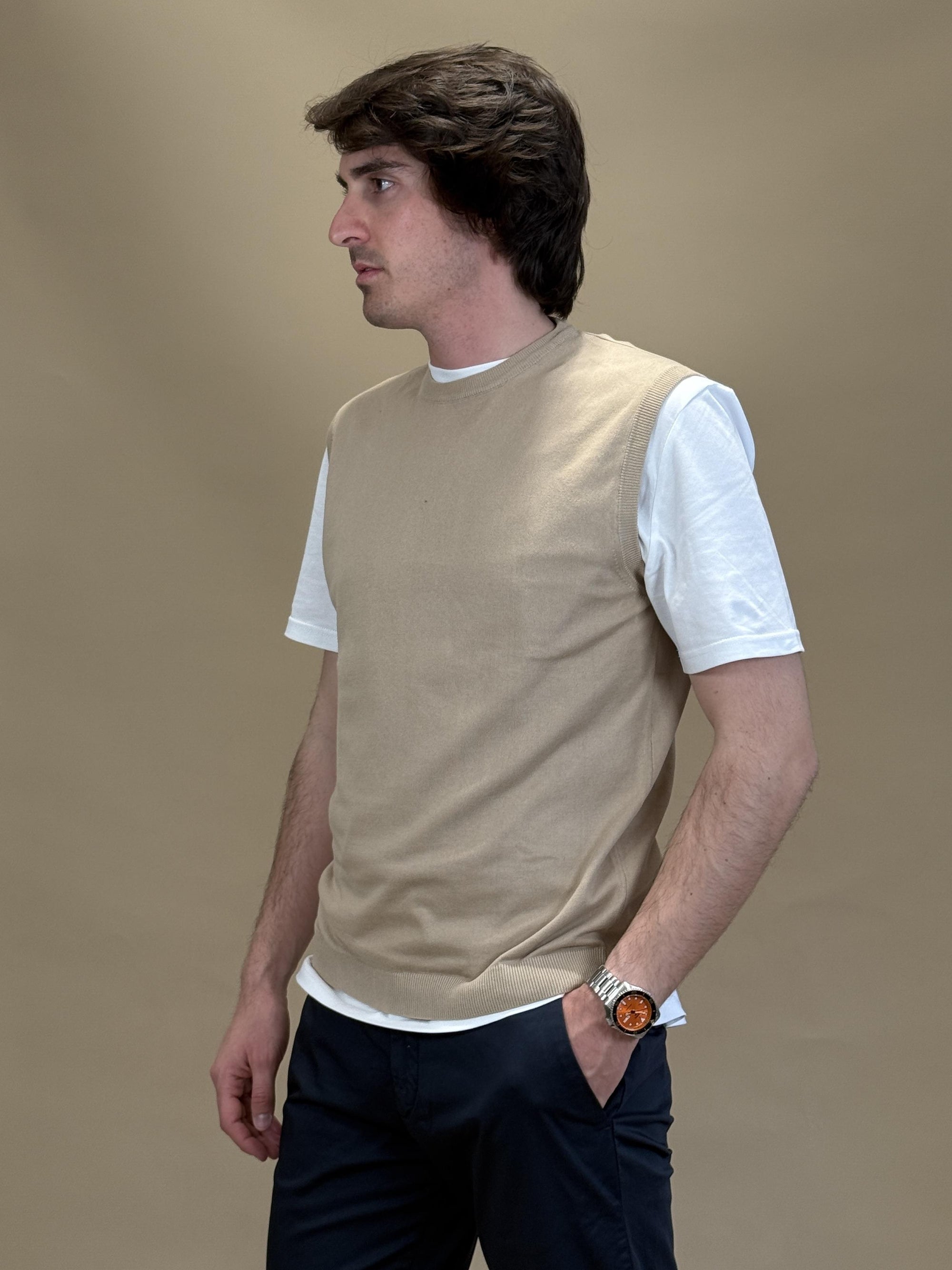 Gilet in Filo MA7440BEIGE BEIGE Gaffi 