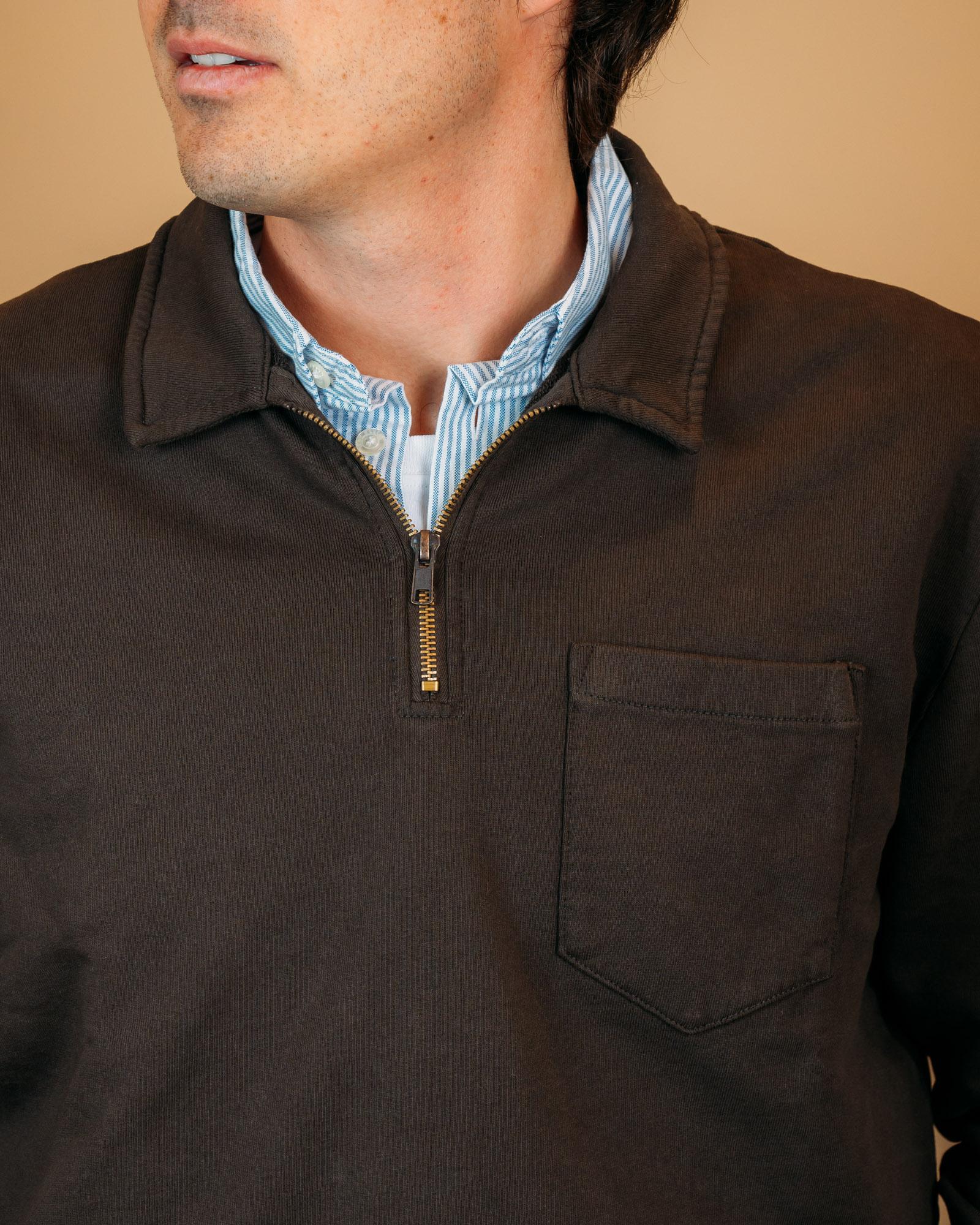 Felpa Quarter Zip Marrone F5045 MO Seadog 