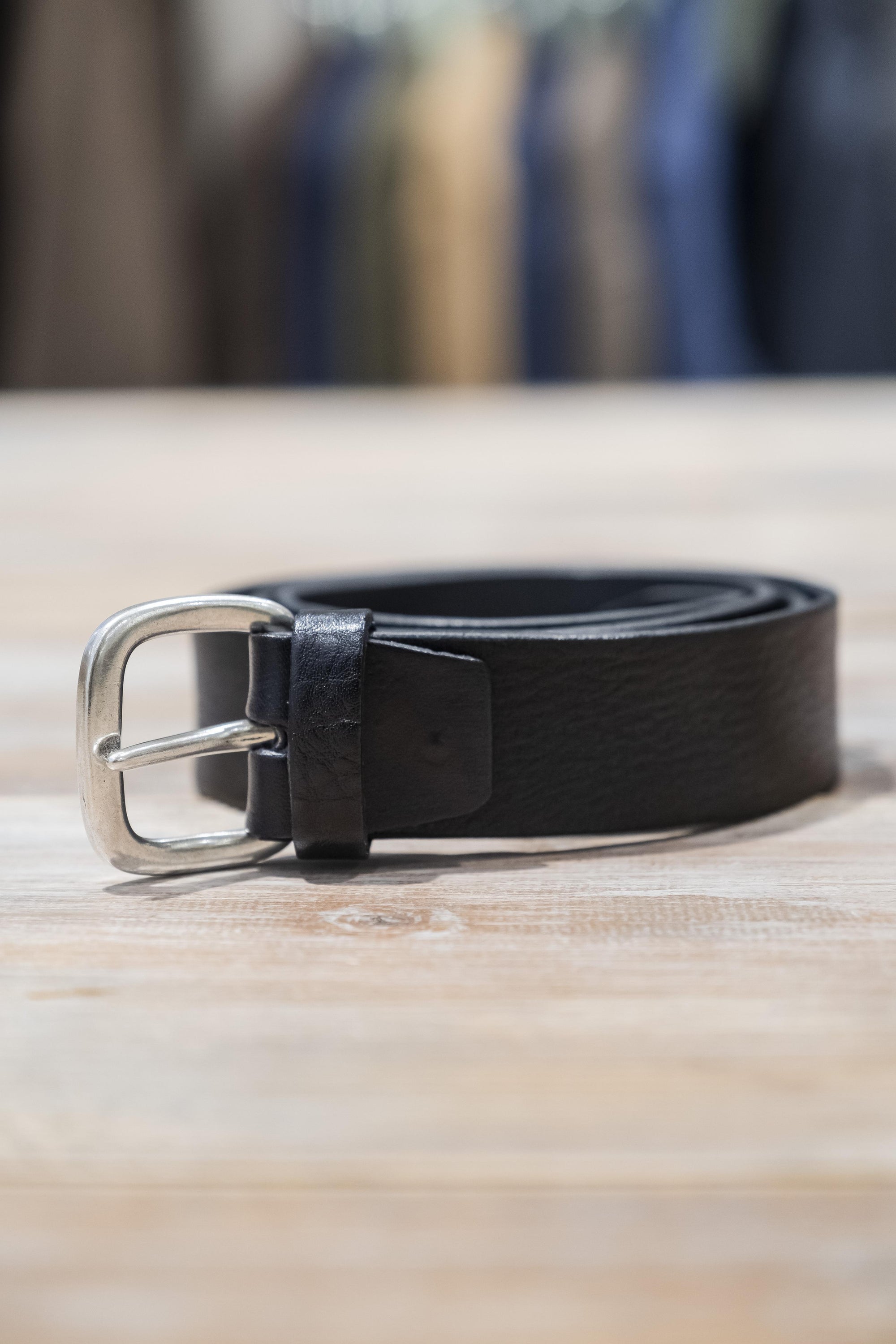 Cintura in Pelle Martellata Nero 75435NERO NERO Alberto Luti 