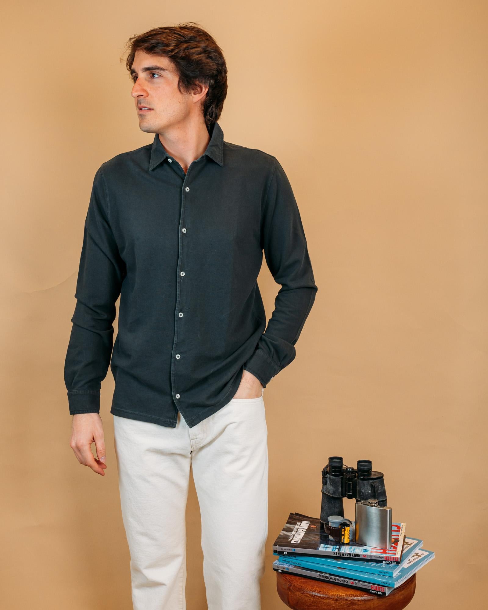 Camicia Portland Piquet Faded Black BLKM6502 FB Bl'ker 