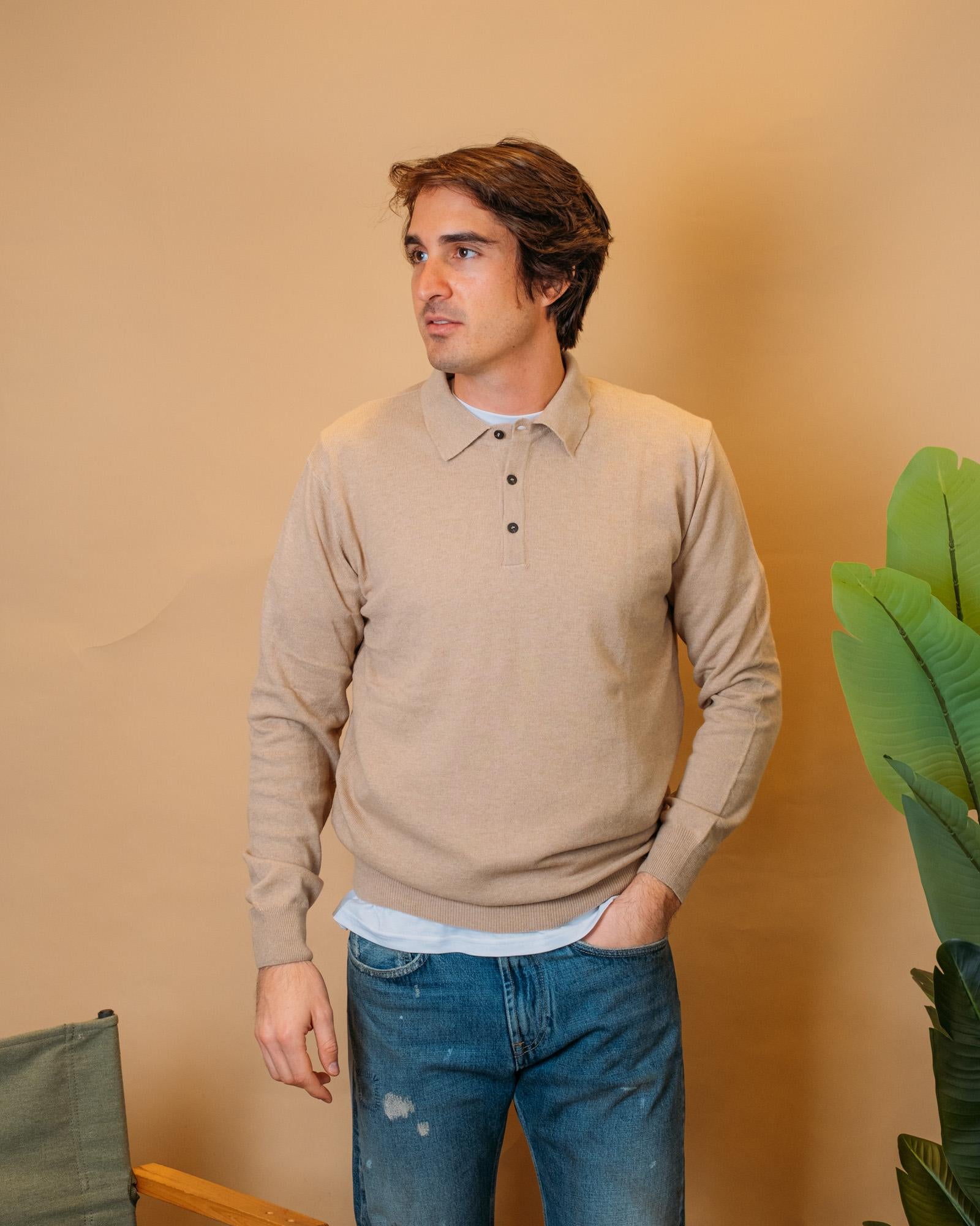 Polo in Lana e Cashmere MA7069BEIGE BEIGE Gaffi 