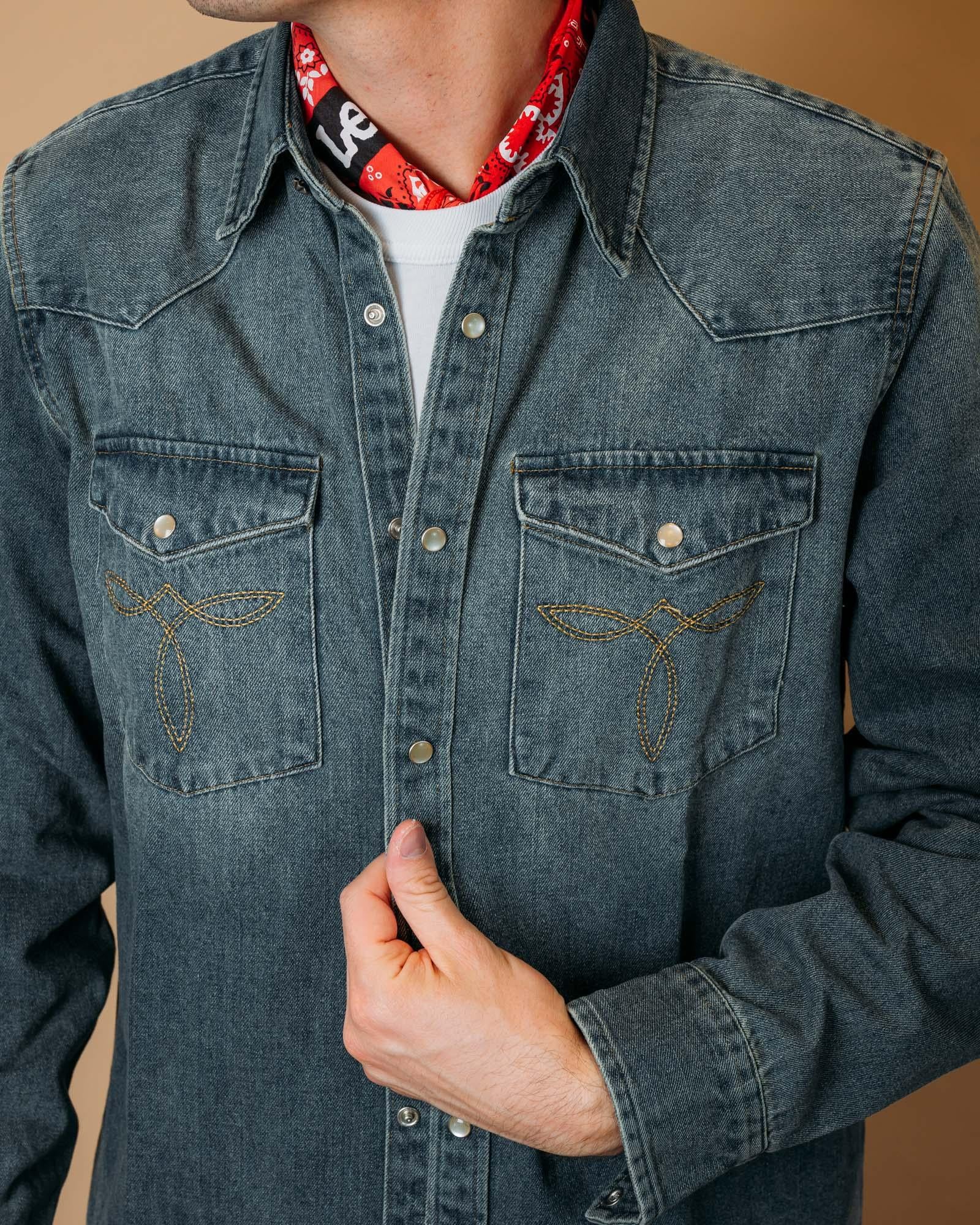 Camicia Western Slub Denim Blue SDWS UNICA Bennet Works 