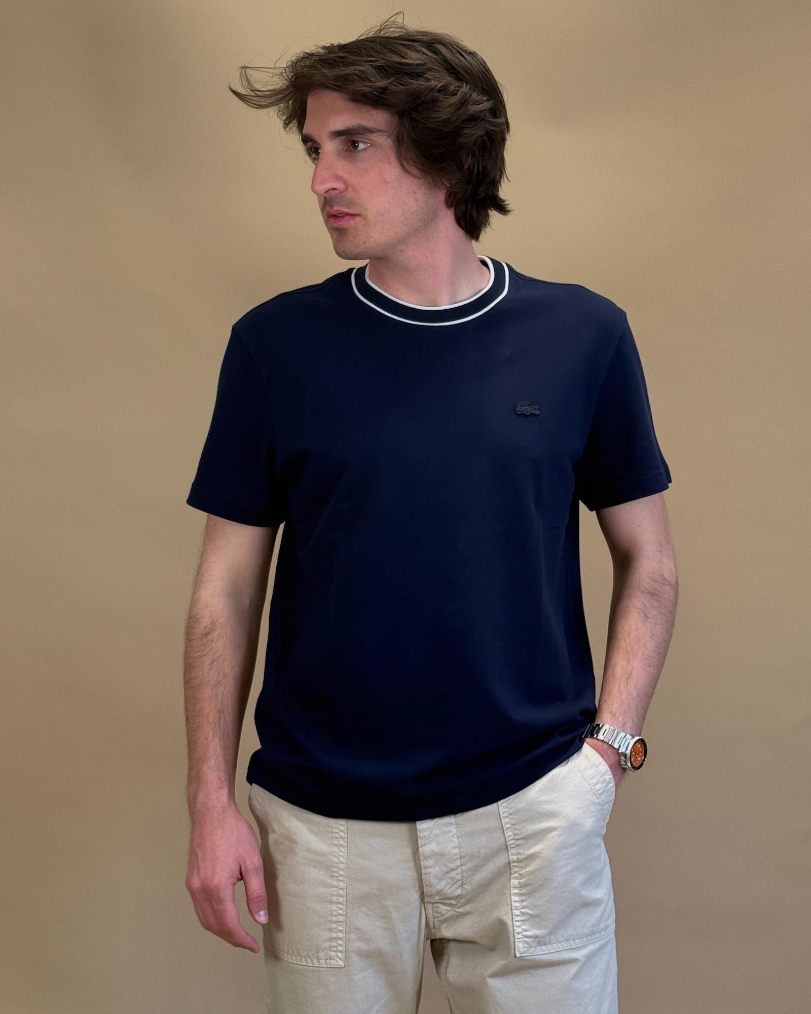 T-shirt in Pique con Righe FJTH8174 166 Lacoste