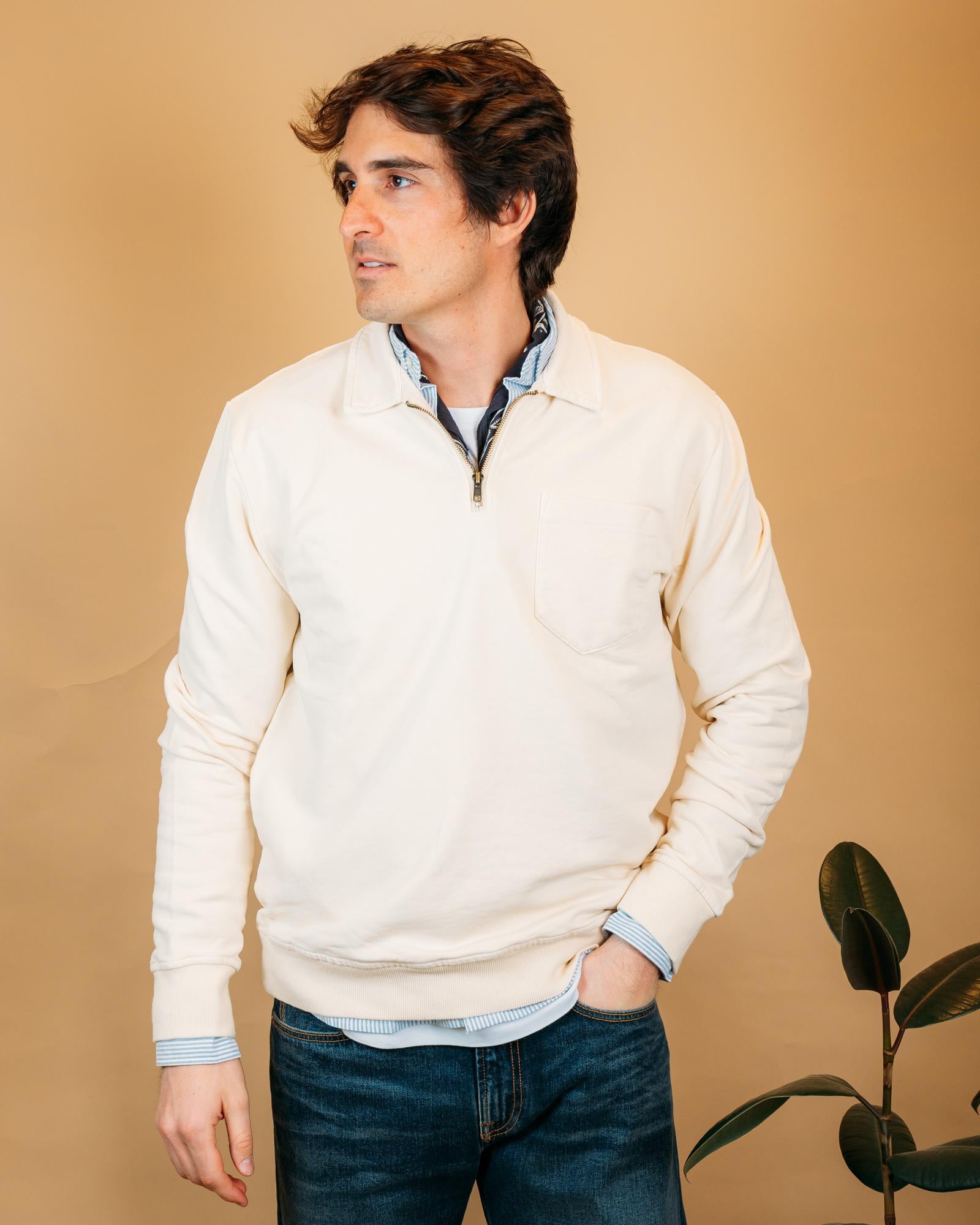 Felpa Quarter Zip Burro F5045 BU Seadog 