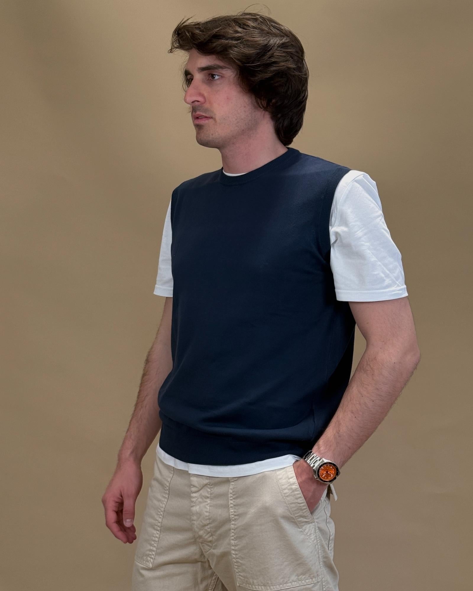 Gilet in Filo MA7440BLU BLU Gaffi 