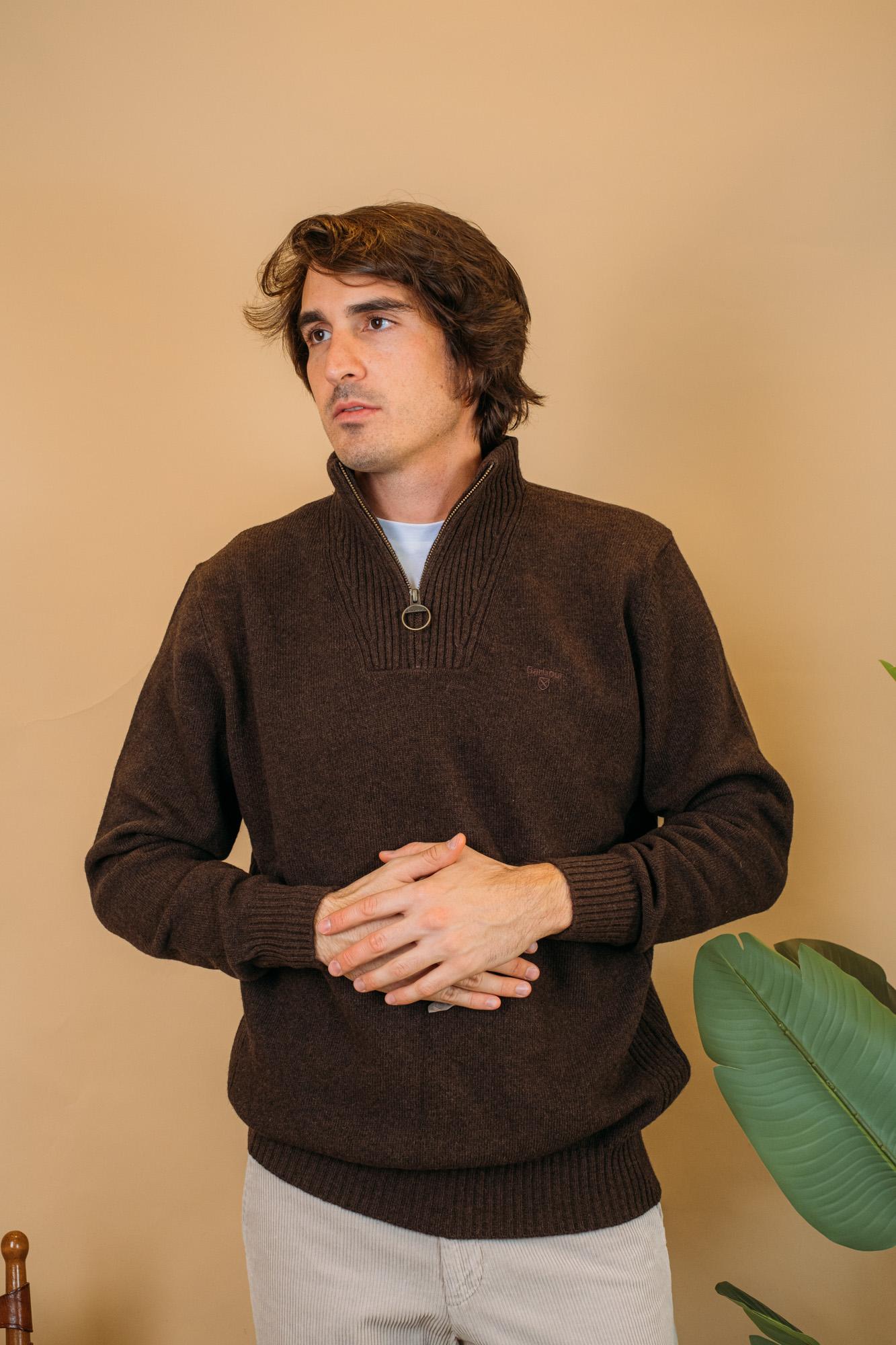 Essential Wool Half Zip MKN0339 BR17 Barbour