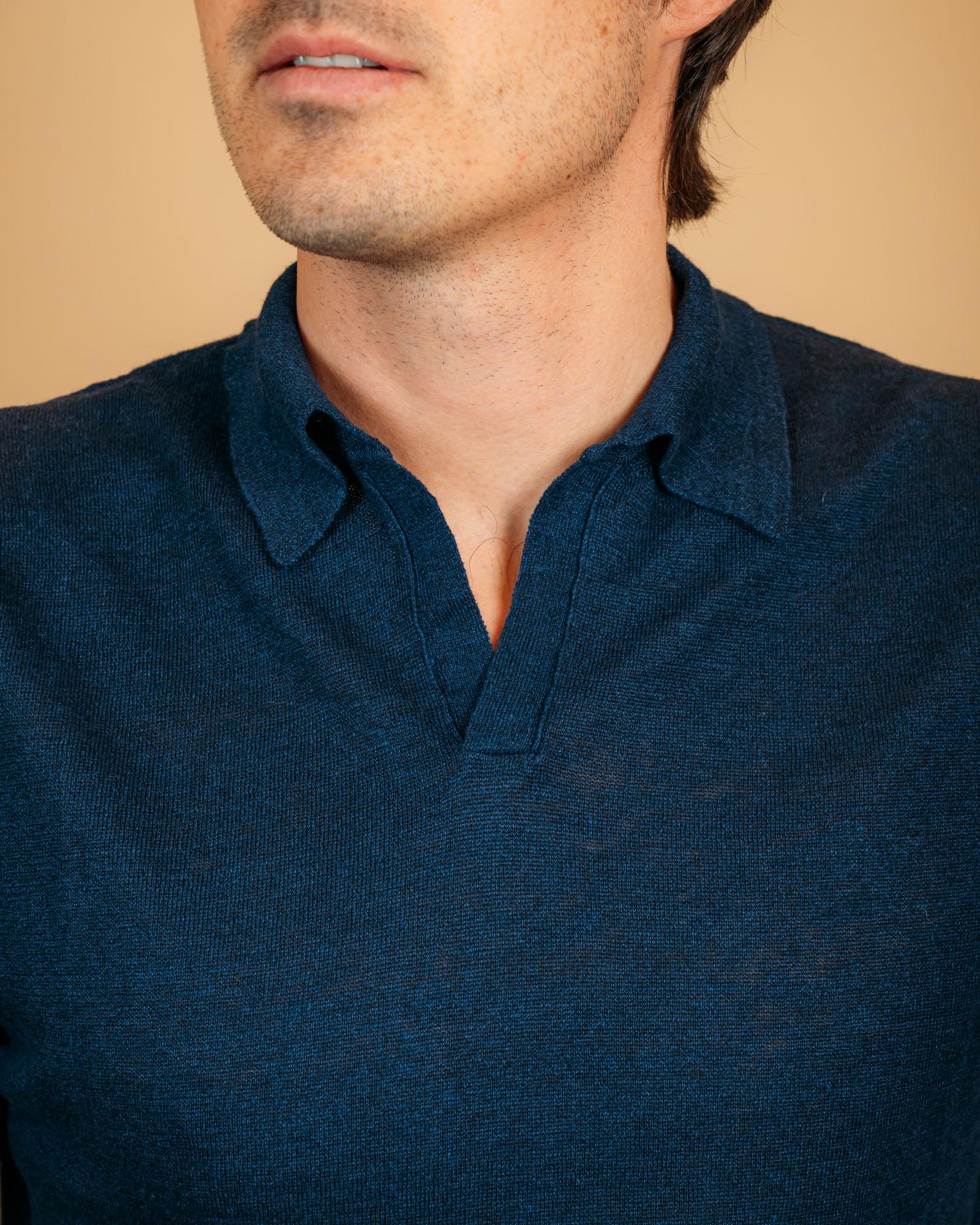 Polo in Lino Blu Navy 1461602 442 Gaffi 