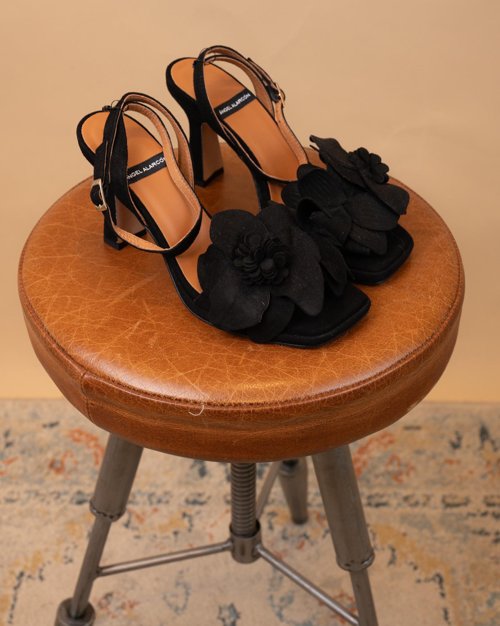Sandalo Fleur Nero 25076-526J ANTE NEGRO Angel Alarcon 